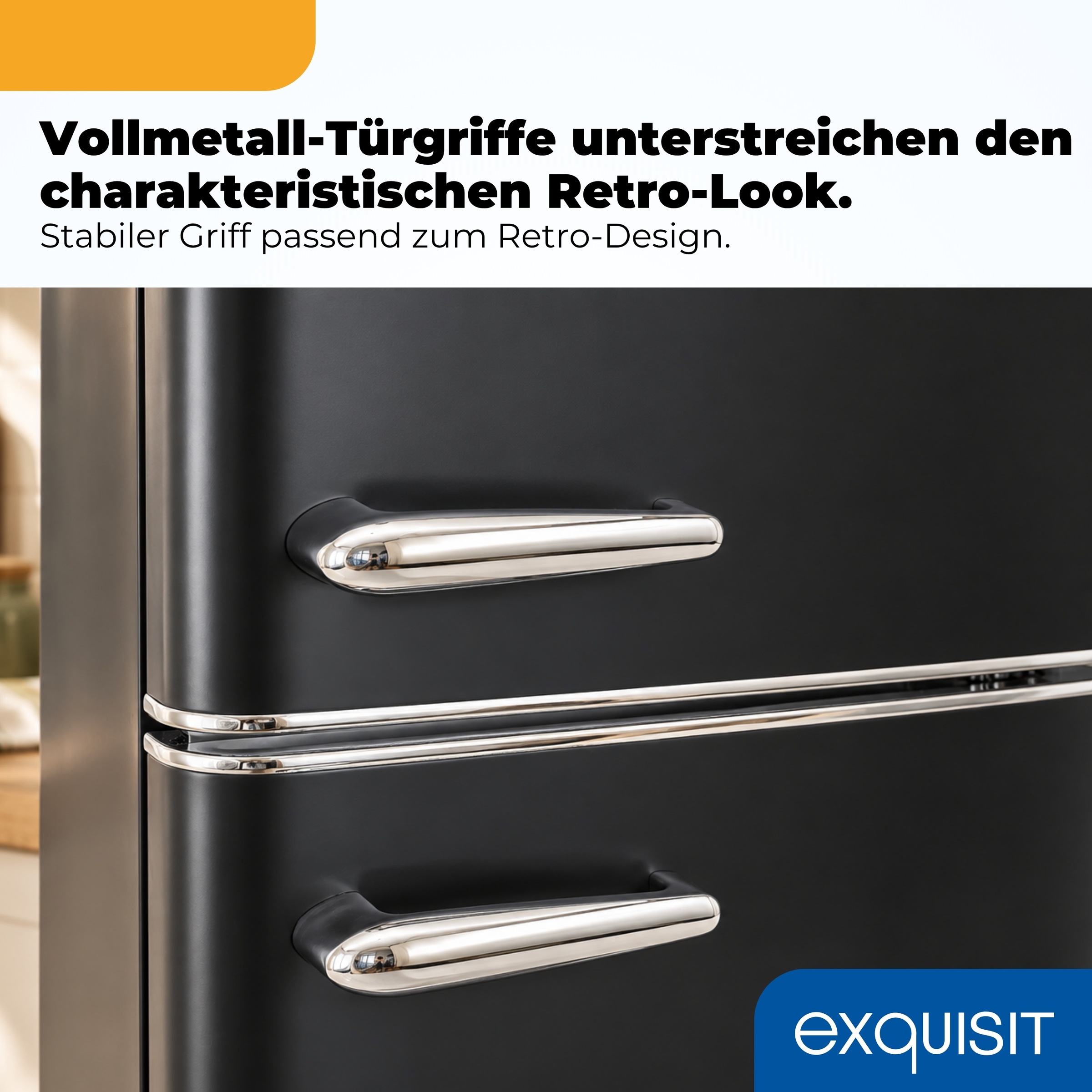 exquisit Kühl-/Gefrierkombination »RKGC250-70-H-160C mattschwarz« 183 cm hoch 54,5 cm breit Retro-Design mit 4-Sterne-Gefrierfach & flexiblen Glasablagen