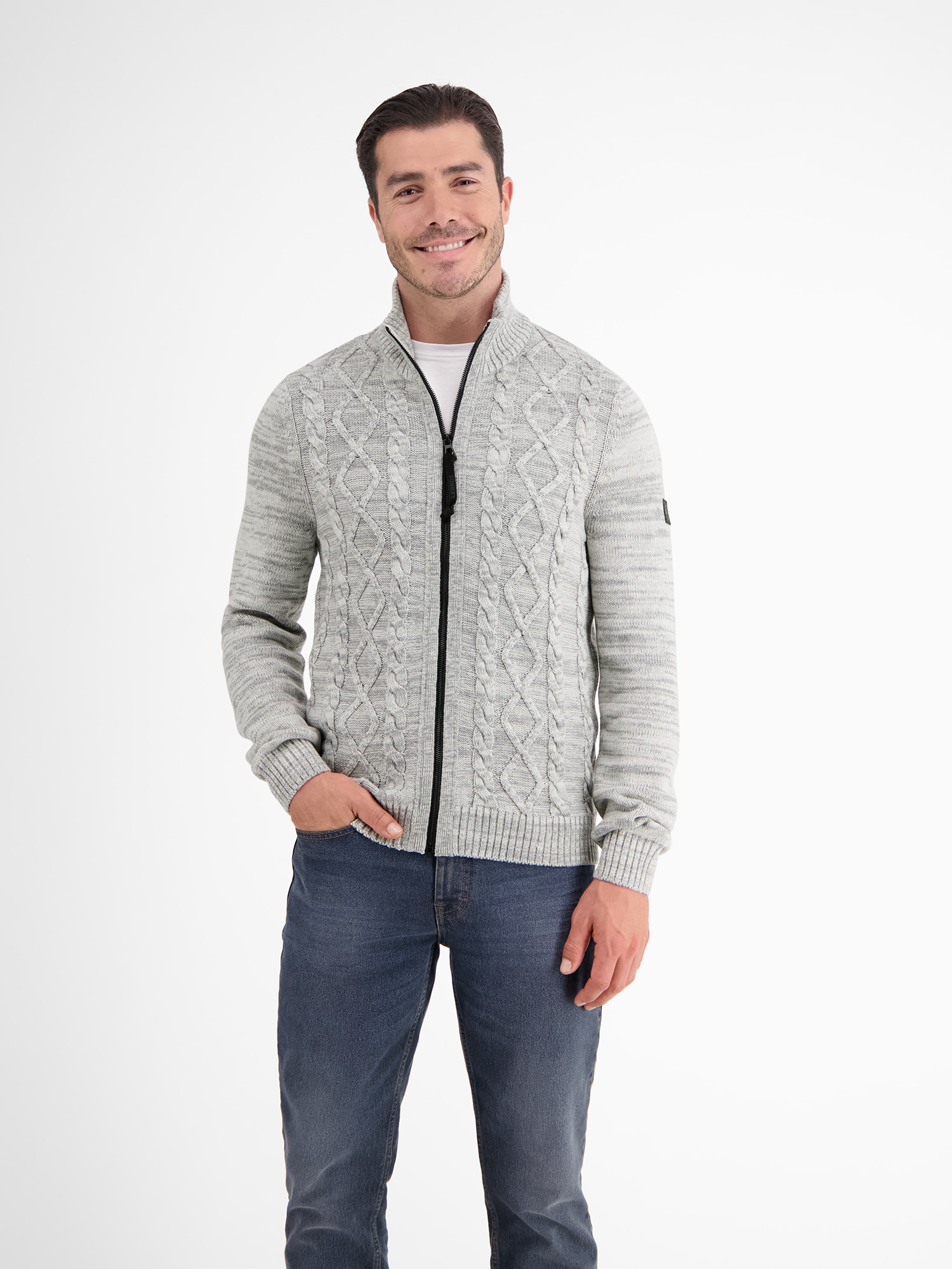 LERROS Strickjacke »LERROS Strickjacke mit Kabelstrickmuster«