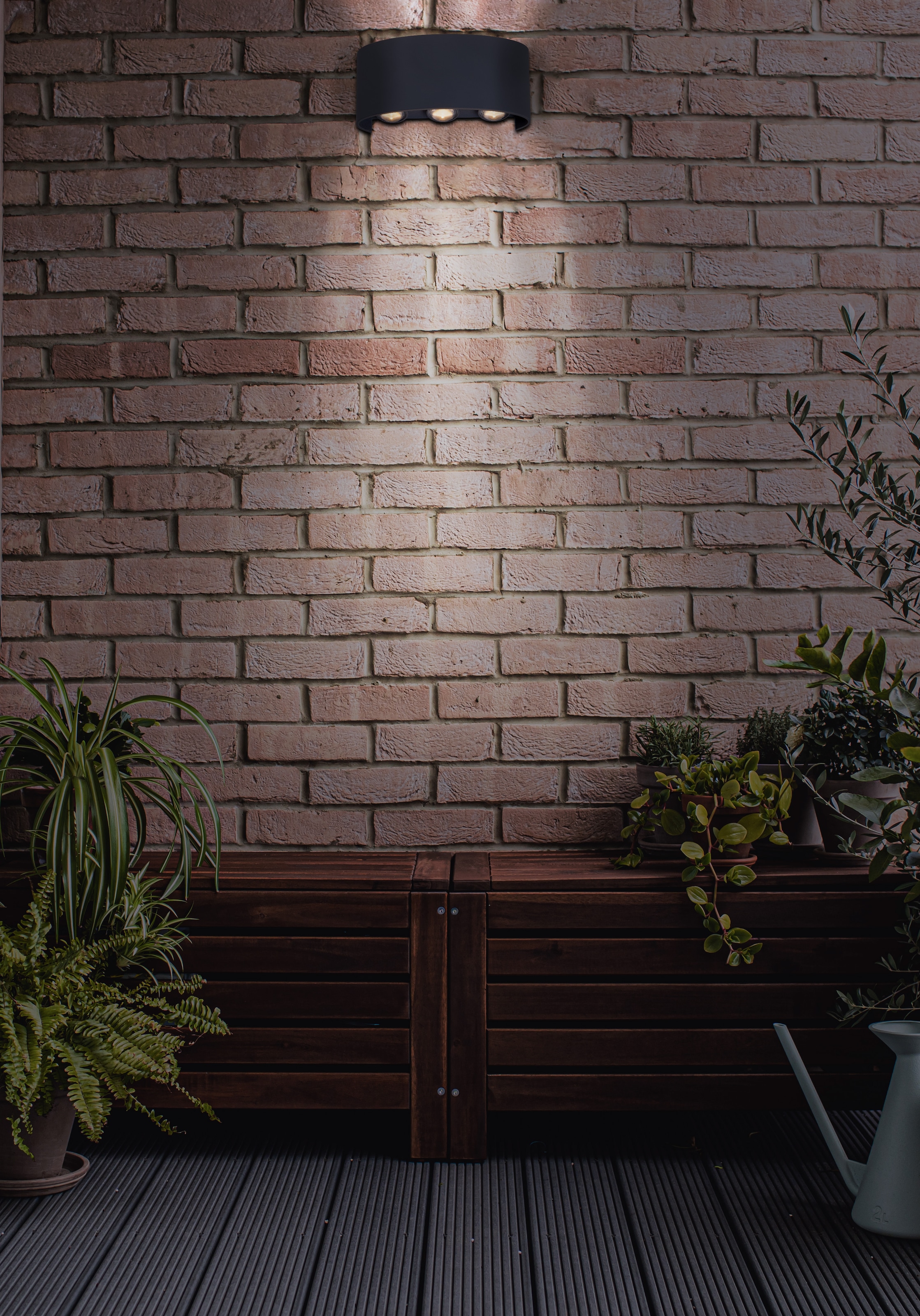 näve LED Außen-Wandleuchte »Auron« LED-Modul 1 Stk. Warmweiß anthrazit, geschwungene Form, Lichtaustritt nach oben und unten, IP54