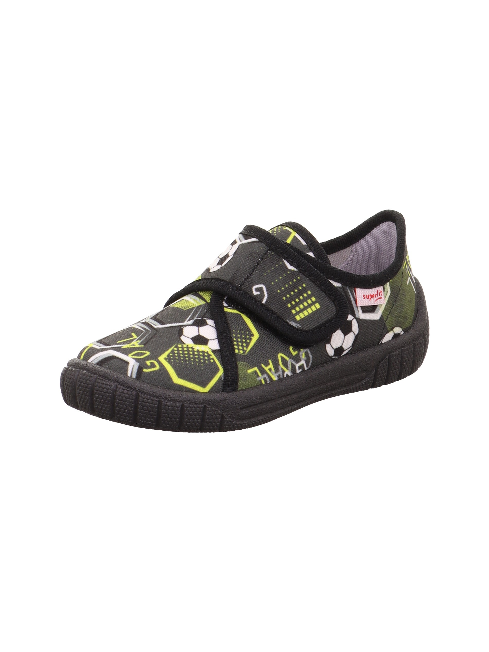 SUPERFIT Mädchen Hausschuh "BILL, WMS: mittel", Gr. 23, schwarz, Textil, Schuhe, Kinderschuh mit Klettverschluss, Größenschablone zum Download