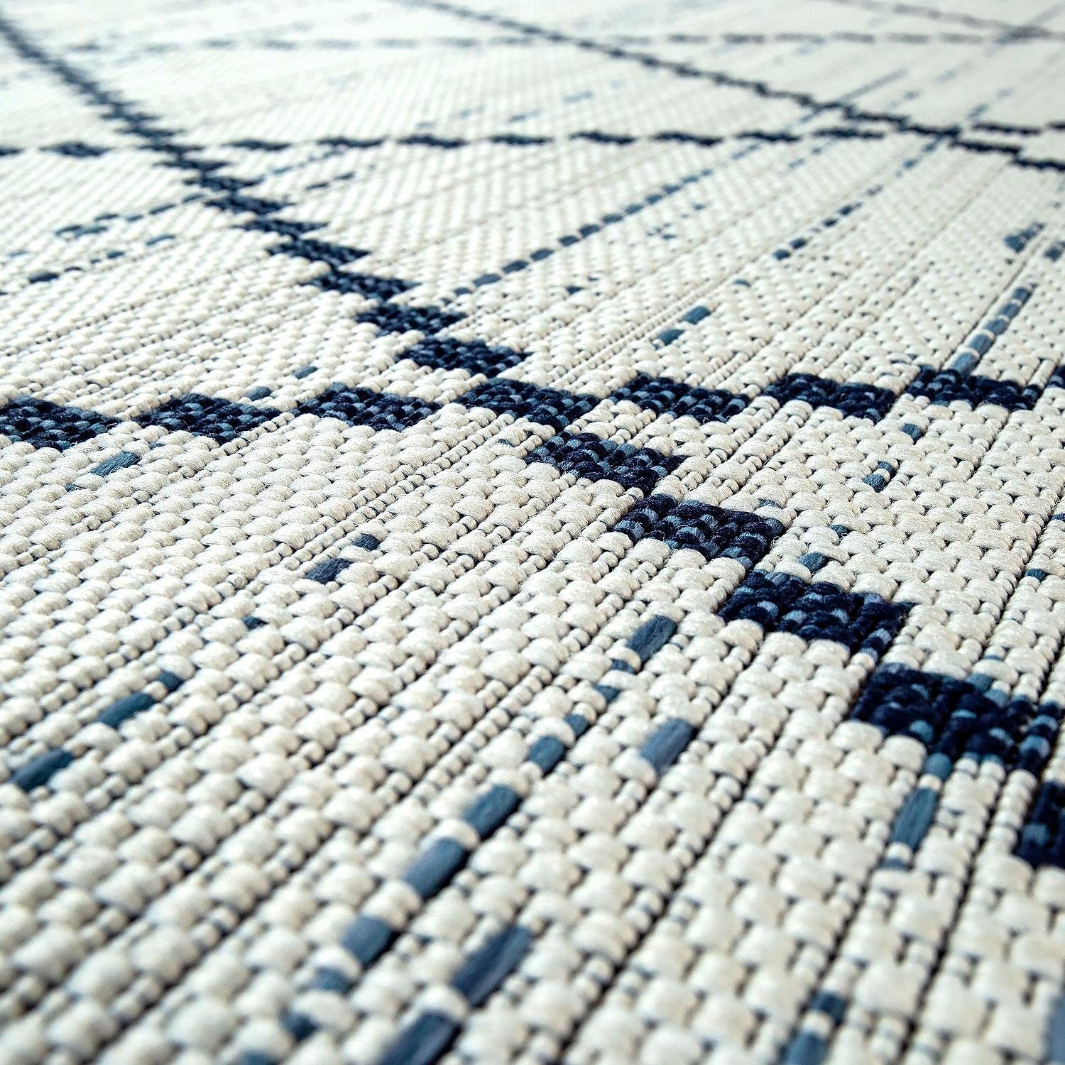 Thumbnail - Paco Home Teppich "Kortrijk 742" rechteckig 4 mm Höhe Flachgewebe, Rauten Design, In- und Outdoor geeignet, Wohnzimmer