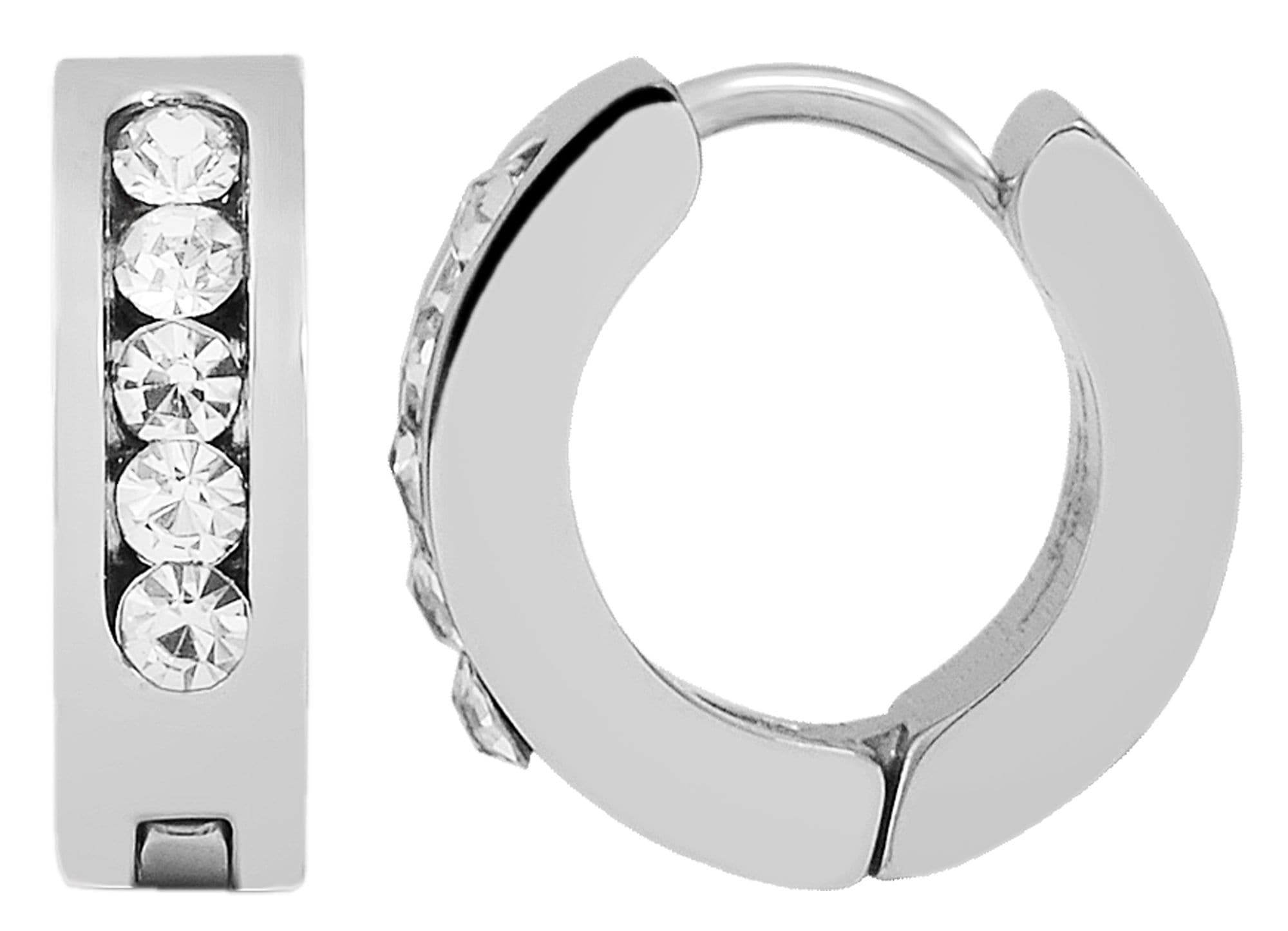 Adelia´s Klappcreolen »Damen Ohrringe – Klappcreole aus Edelstahl mit Strass Steinchen« Ideal als Geschenk zum Jubiläum