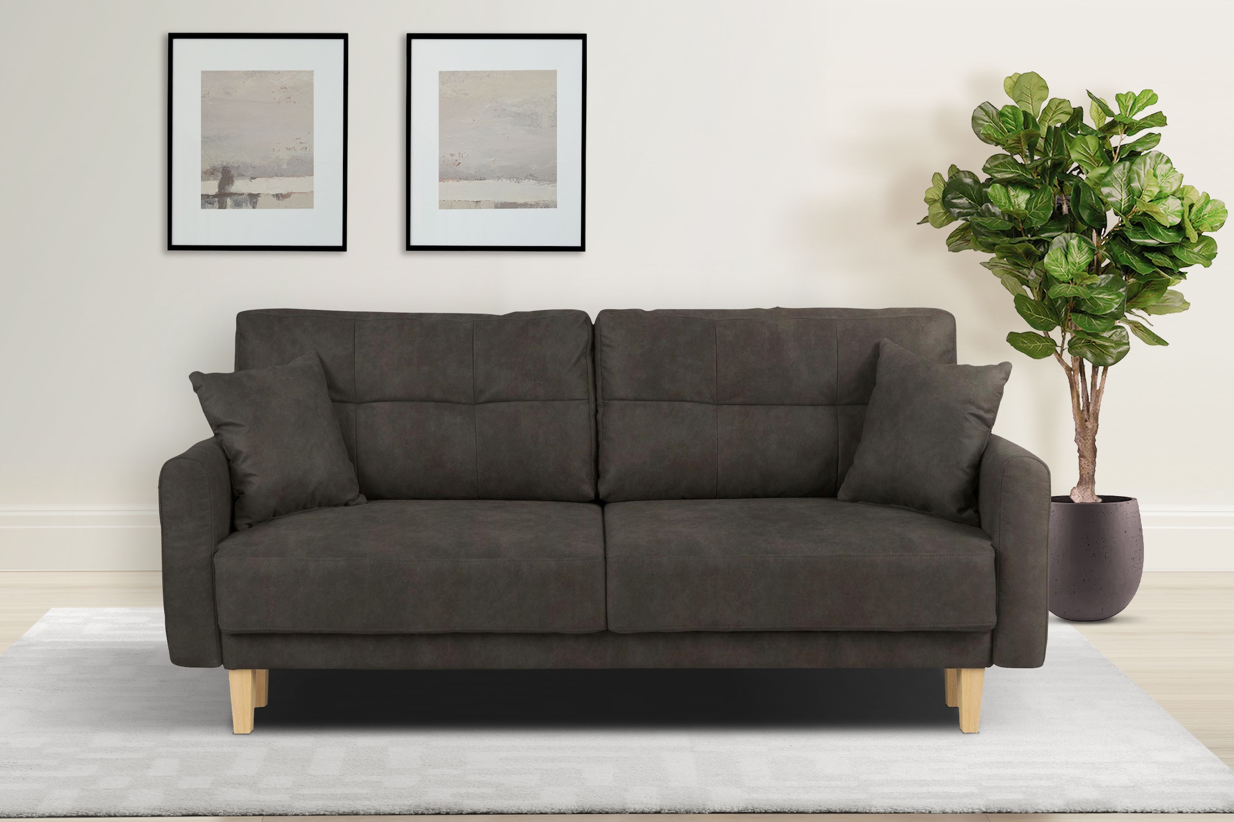 OTTO home 2-Sitzer "TRIPLO mit Wellenunterfederung, Maße B/T/H: 165/100/89 cm" Sofa mit Steppung im Rückenbereich, incl. Rückenkissen und Zierkissen