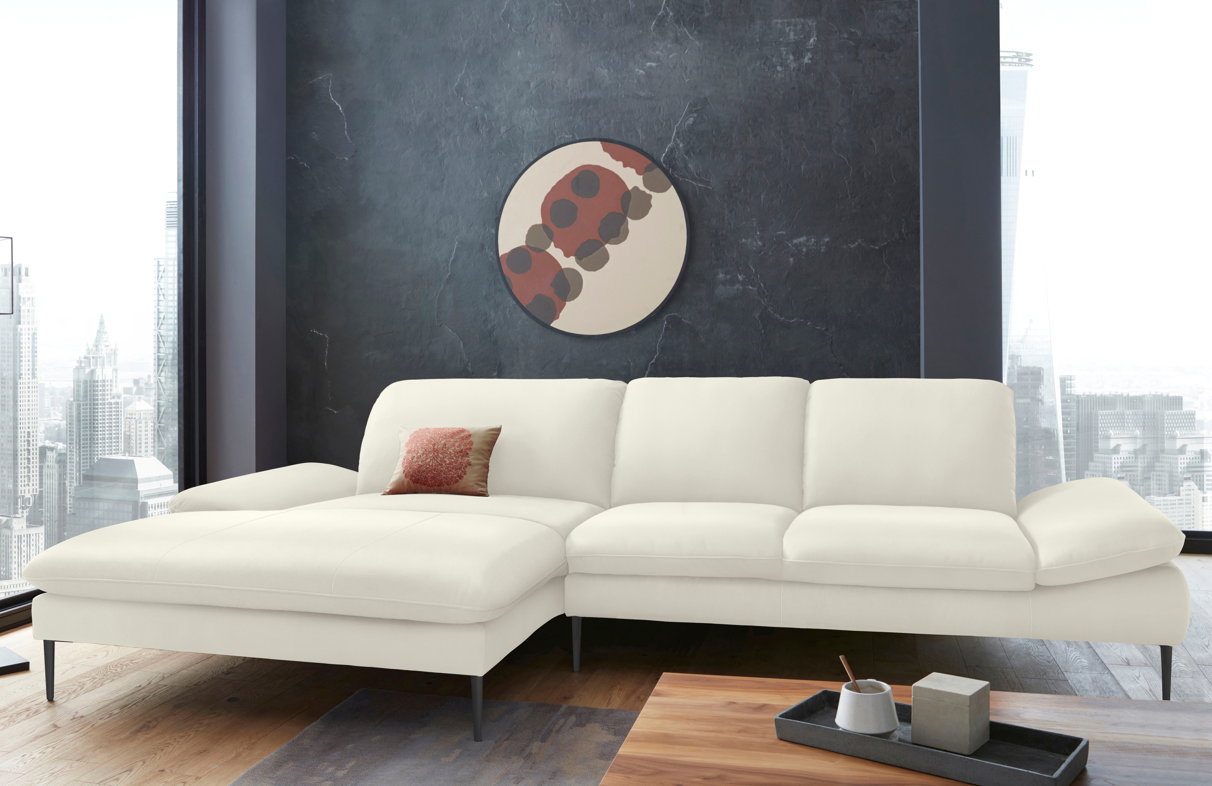 W.SCHILLIG Ecksofa "enjoy&MORE, Designsofa, bequem, zeitlos und elegant, L-Form" Sitztiefenverstellung, Füße schwarz pulverbeschichtet, Breite 340 cm