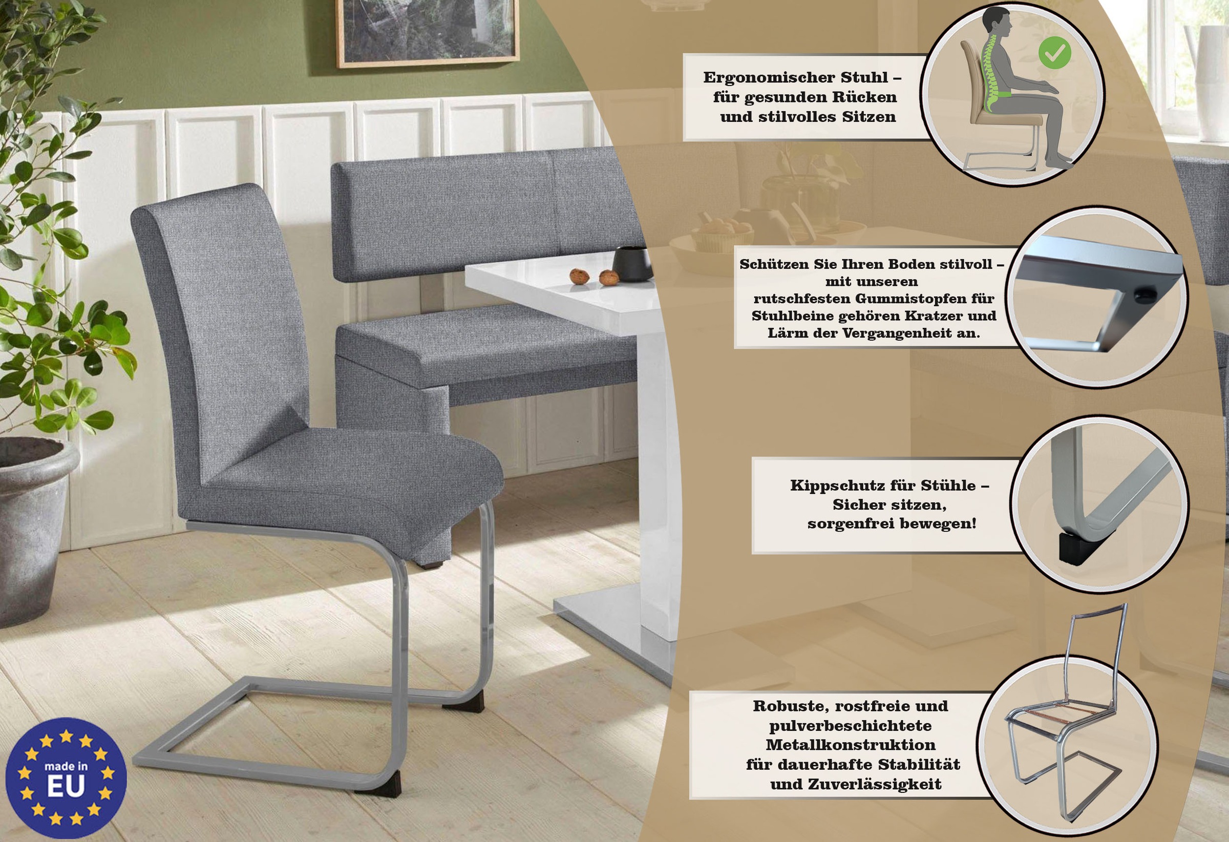 Thumbnail - Home affaire Freischwinger "Charissa", (Set), 2 St., Strukturstoff, Bezug in verschiedenen Qualitäten, maximale Belastba...
