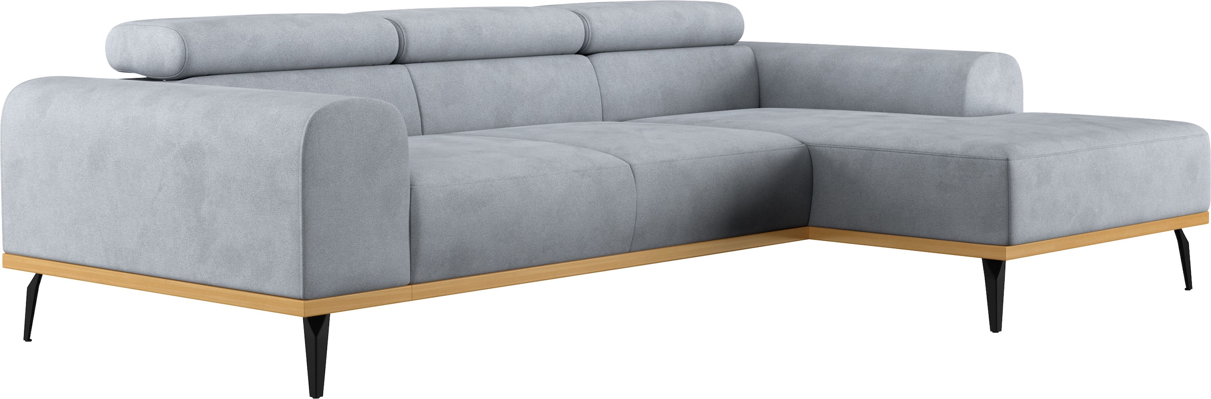 Places of Style Ecksofa »Carlo L-Form«, mit Kopfteilverstellung & Holz-Rahmenoptik, wahlweise Relaxfunktion
