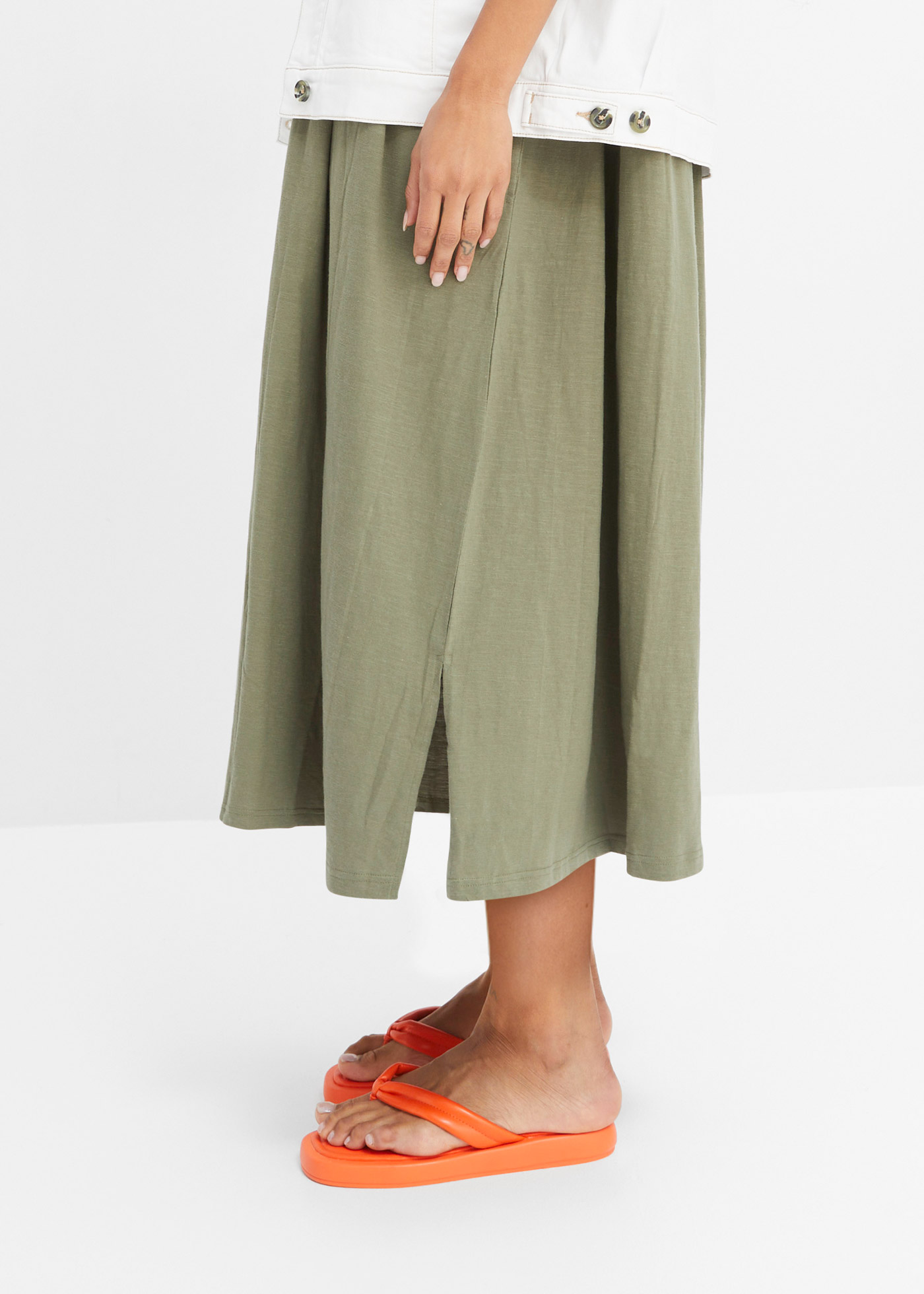 Thumbnail - bonprix Midikleid "Midikleid aus reiner Baumwolle" aus reiner Baumwolle, lockere Passform, mit Schlitzdetail