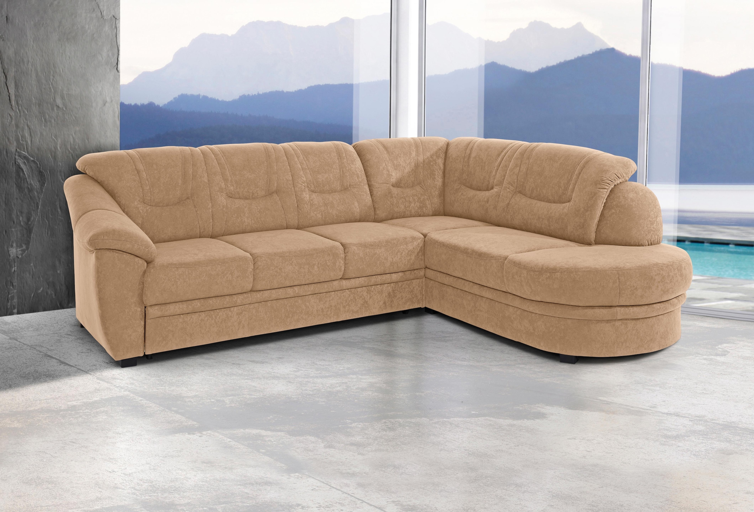 sit&more Ecksofa "Savona L-Form, B: 267 cm, Couch mit Federkern, Komfortsitzhöhe 46 cm" optional mit Schlaffunktion