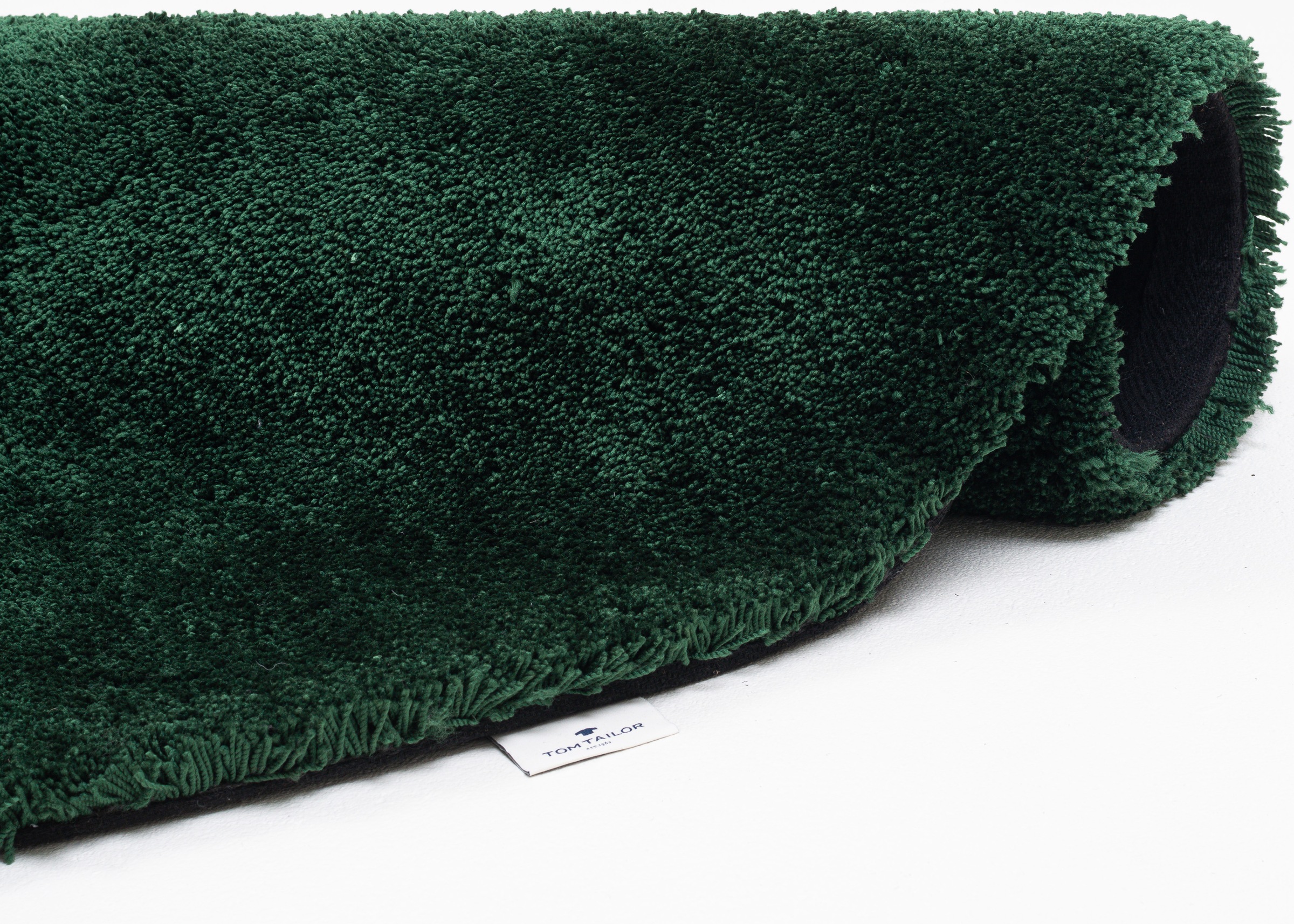 Hochflor-Teppich TOM TAILOR HOME "Shaggy Teppich Cozy", grün (dunkelgrün), H:25mm Ø:100cm, Polyester, Teppiche, Uni Farben, auch in Pastell Farben, weich & kuschelig 3