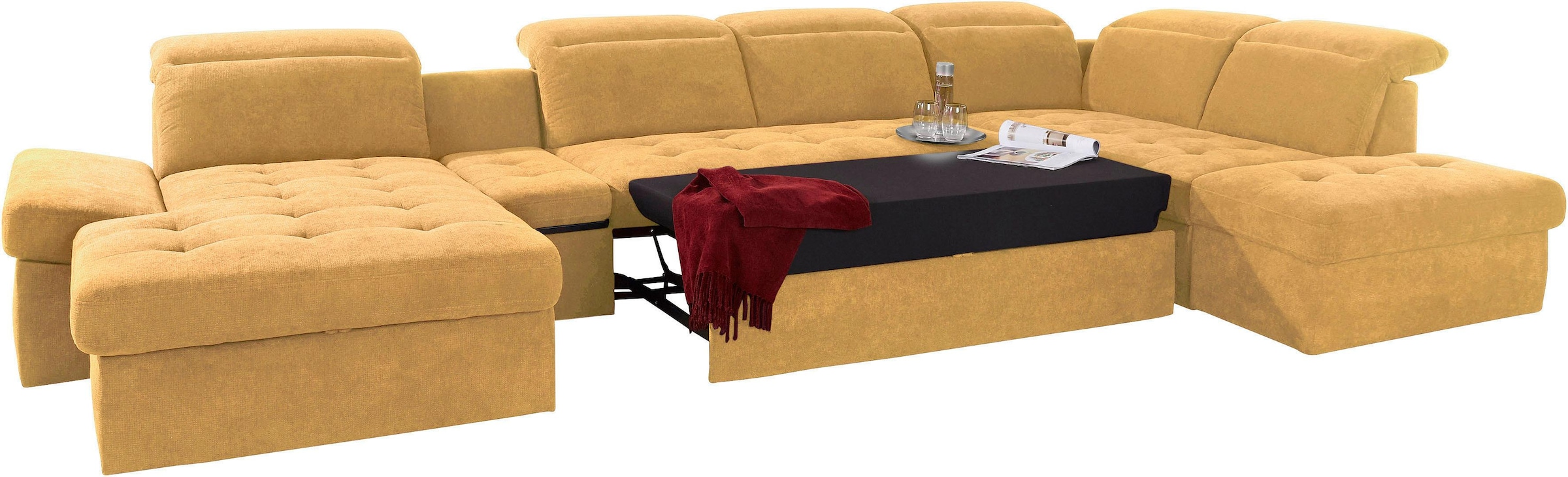 sit&more Wohnlandschaft »Stardust U-Form«, inklusive Kopfteilverstellung, Armlehnenfunktion und Tischelement