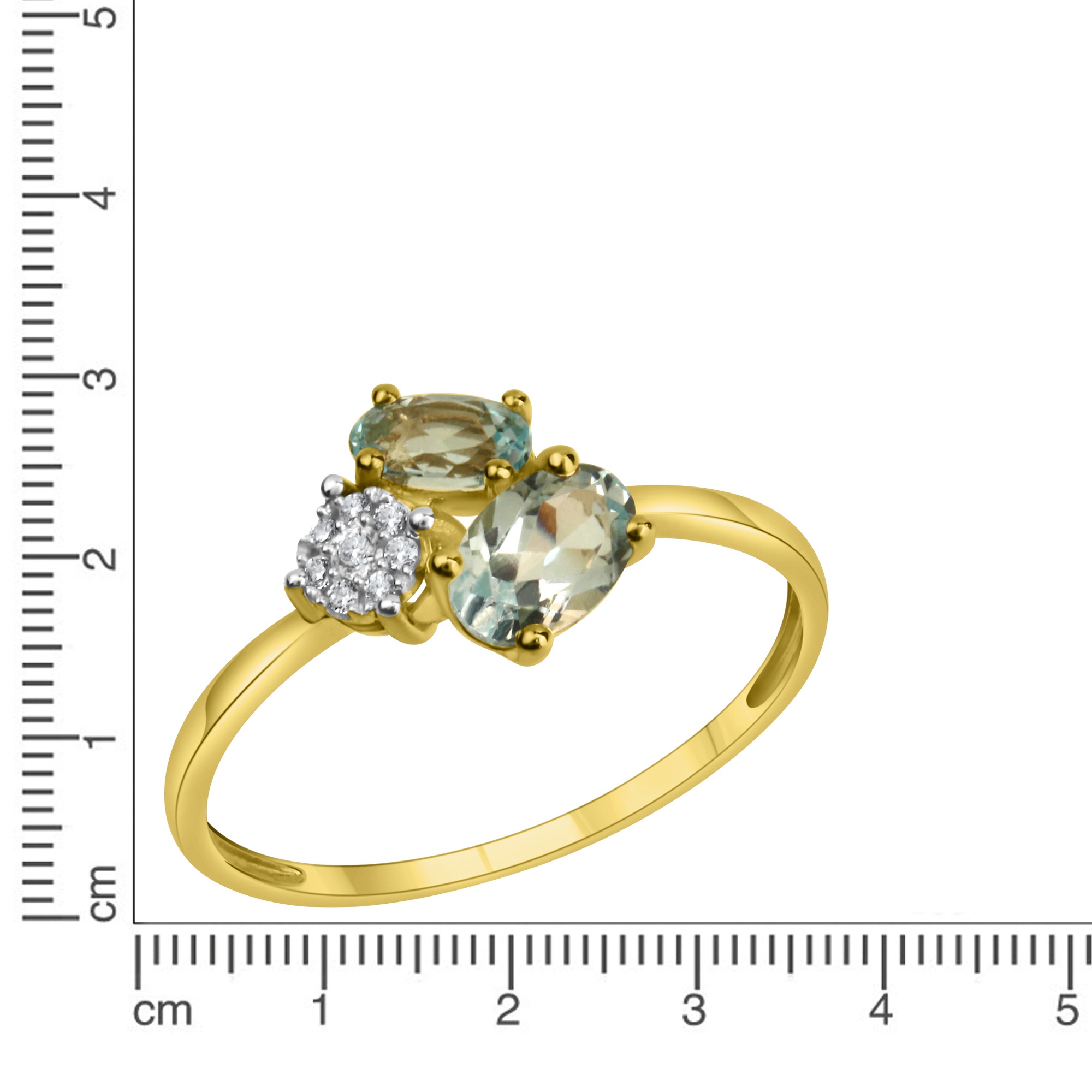Fascination by Ellen K. Fingerring »375/- Gelbgold bicolor Blautopas und Zirkonia«