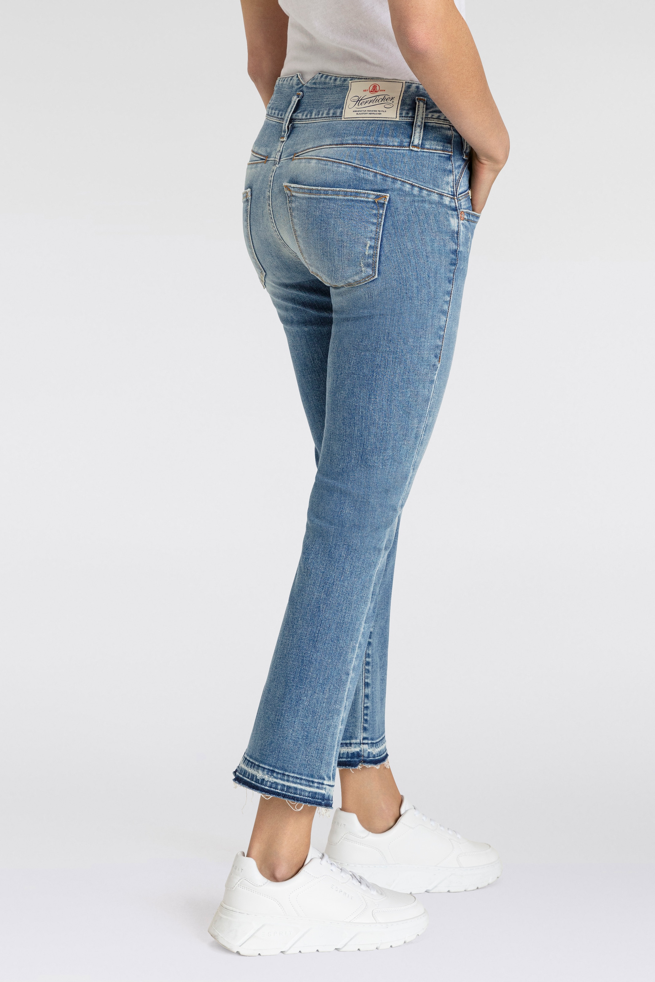 Herrlicher Bootcut-Jeans »Pearl Boot Cropped Organic Denim«, mit offenem Saum