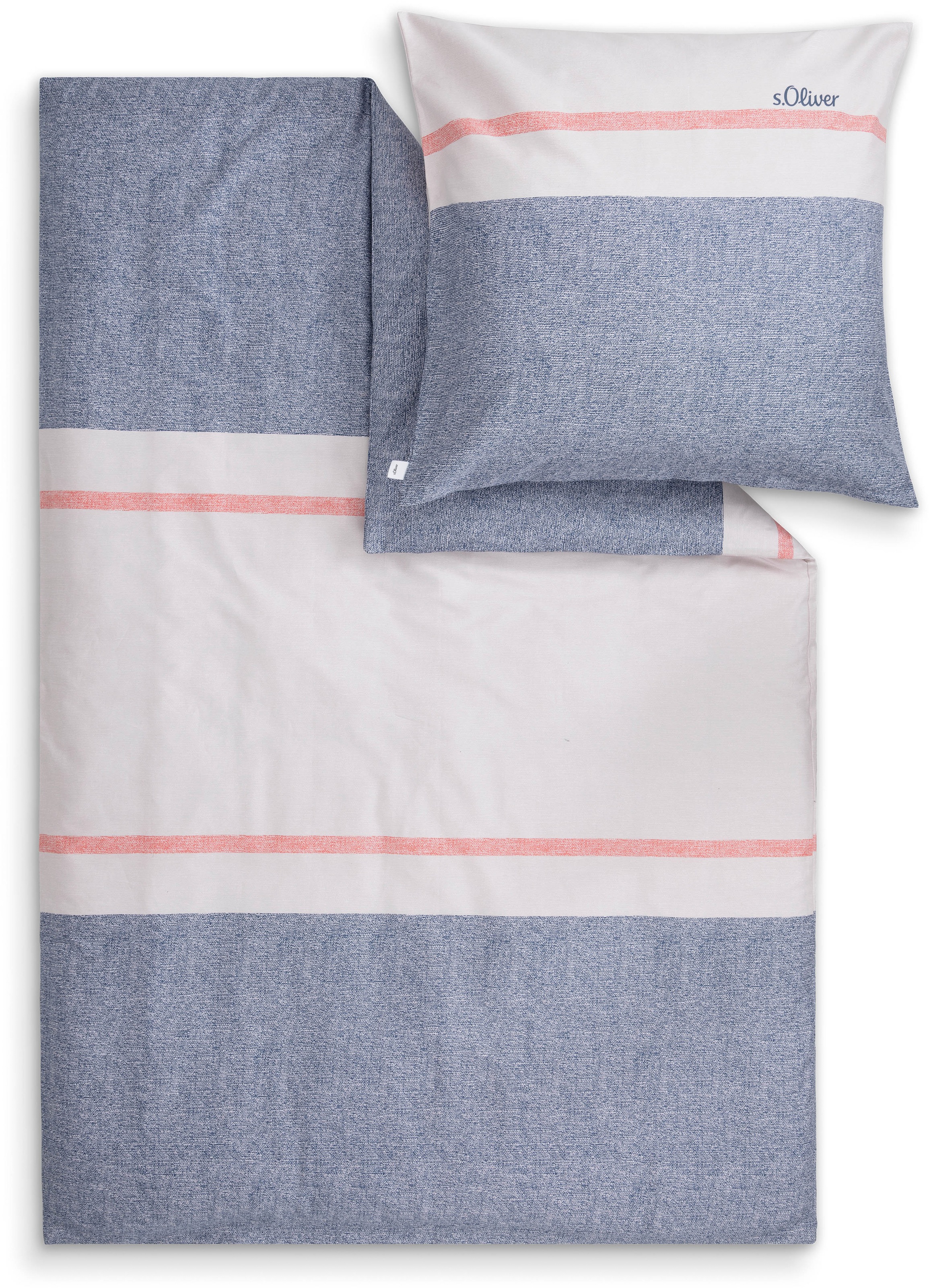 s.Oliver Bettwäsche »s.Oliver Satinbettwäsche« 2 Leinenstruktur mit modernem Farbstatement