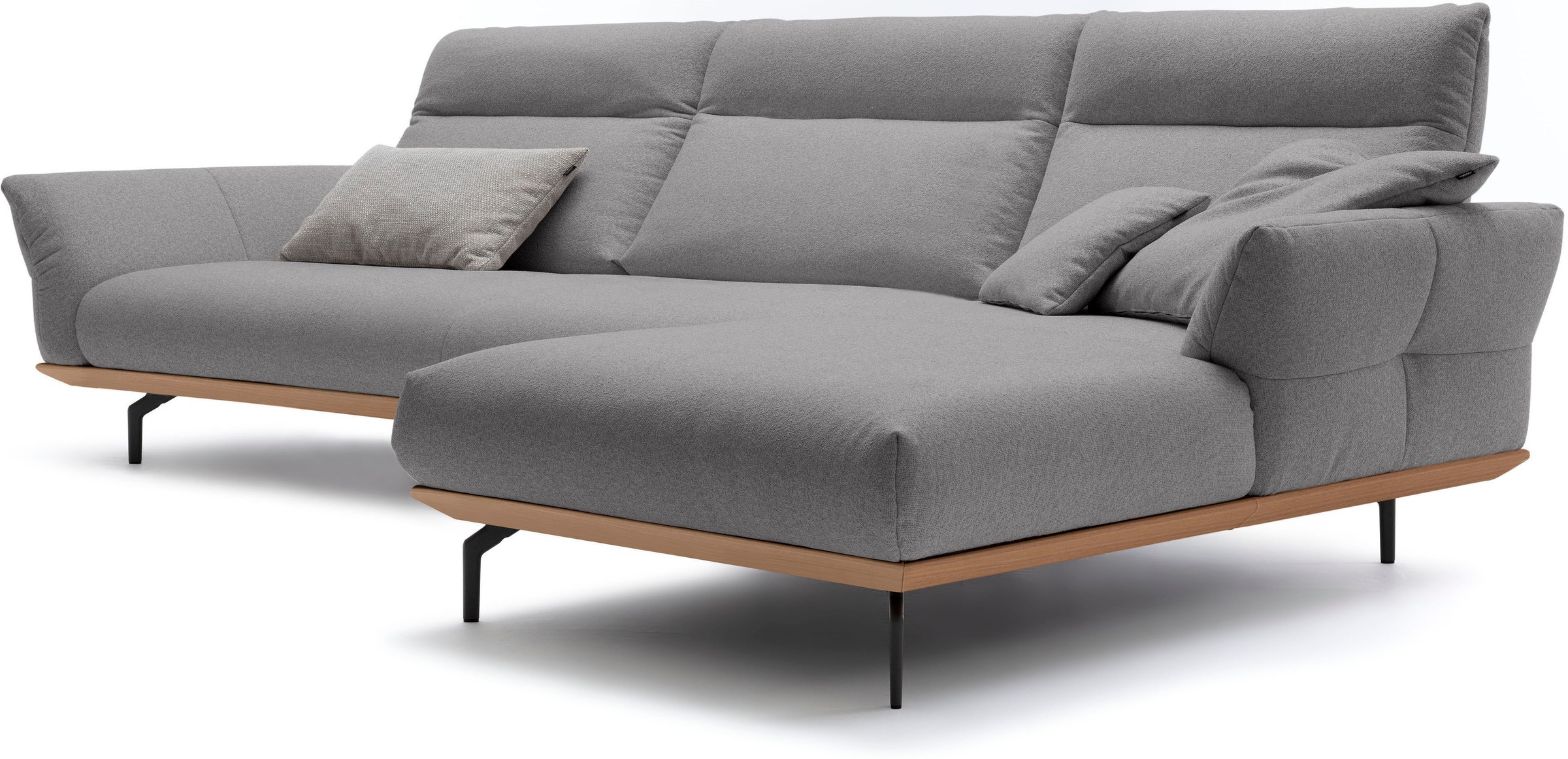 Creation BY ROLF BENZ Ecksofa »CR.460«, Sockel in Eiche, Winkelfüße in Umbragrau, Breite 338 cm