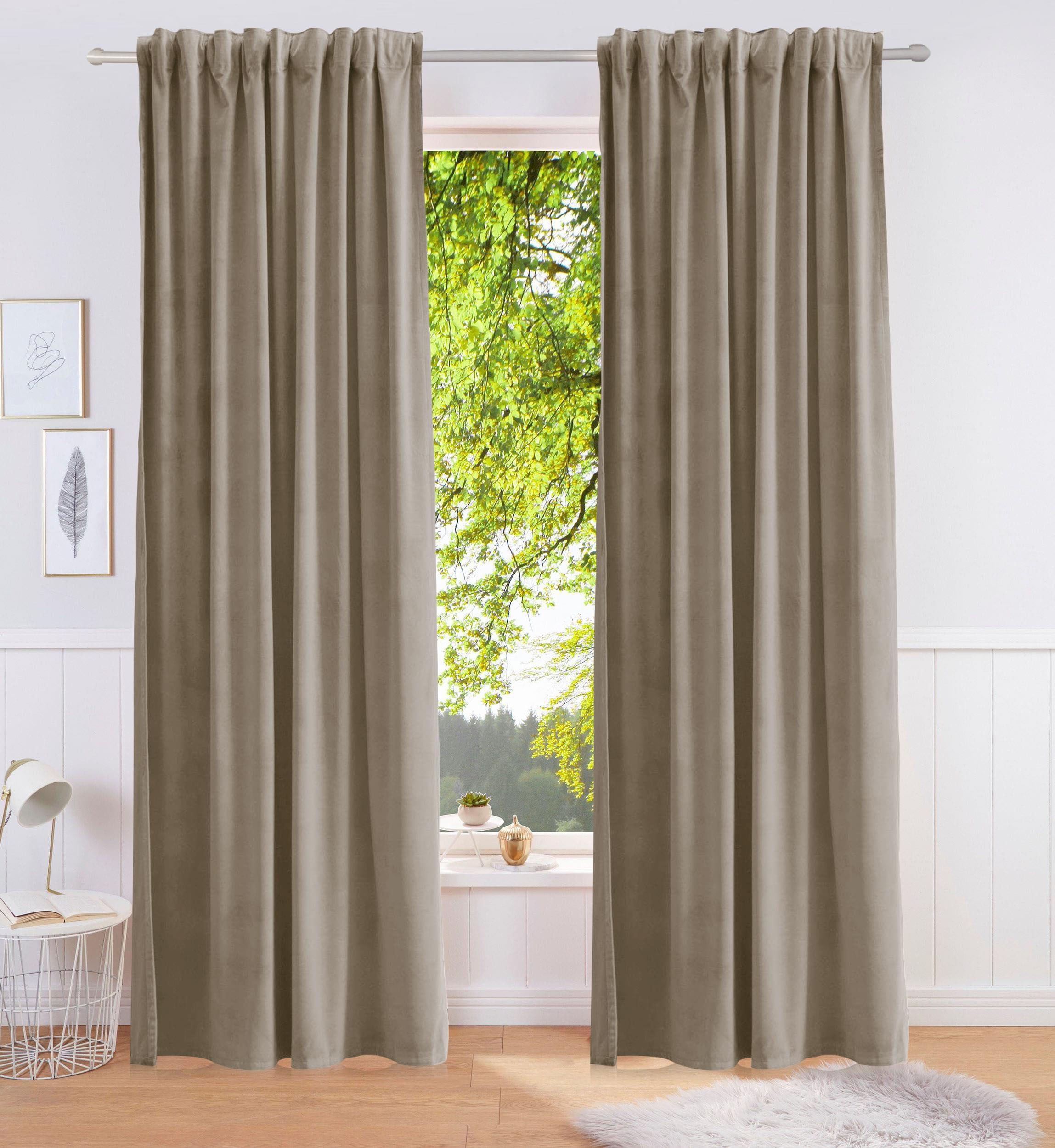 Bruno Banani Vorhang "Leroy" Kräuselband 1 Stk. tlg. Samt, einfarbig, monoc günstig online kaufen