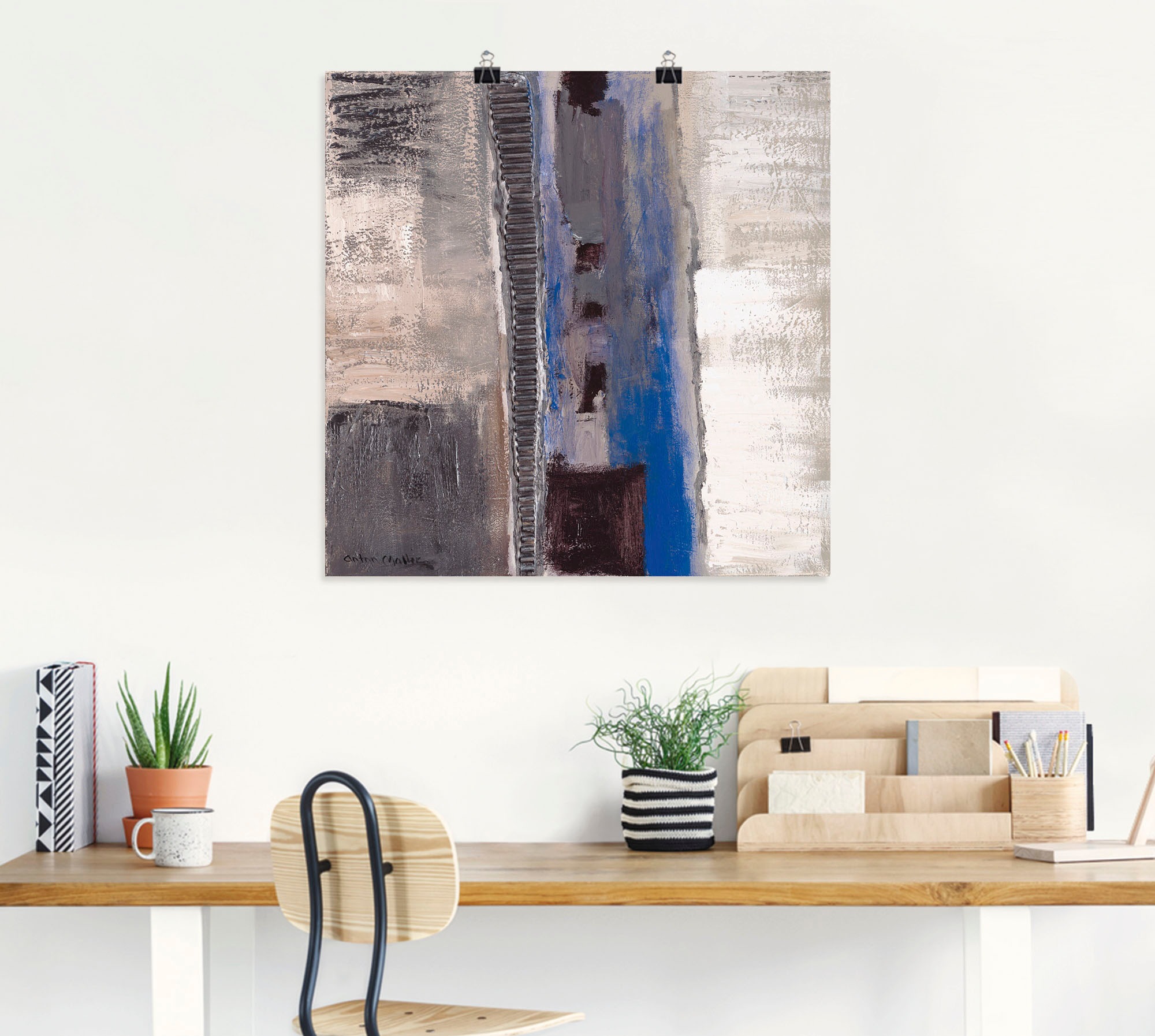 Artland Wandbild »Blau-silber Abstrakt II«, Muster, (1 St.), als Leinwandbild, Poster in verschied. Größen