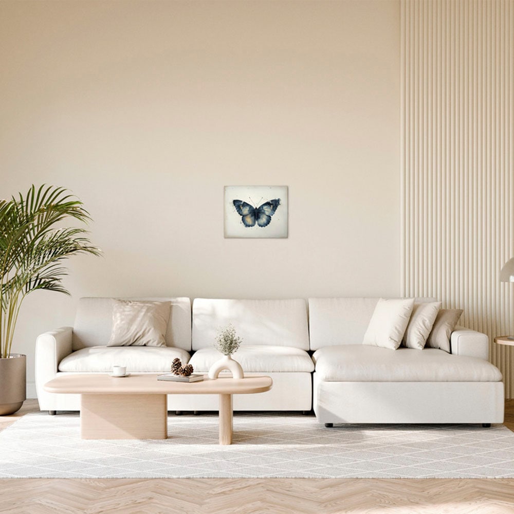 A.S. Création Leinwandbild "Butterfly - Wandbild Beige Blau Schwarz Keilrah günstig online kaufen