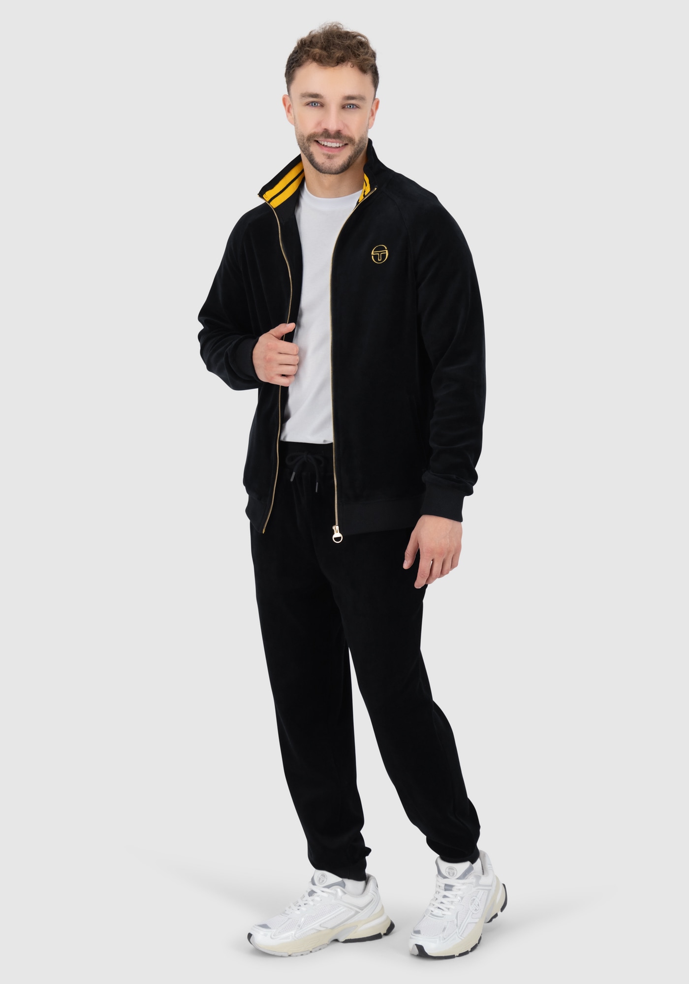 Sergio Tacchini Trainingsjacke »COURT VELOUR TRACK TOP Herren«, ohne Kapuze, Trainingsjacke Herren, leichte Jacke, Velour Sportjacke, Outdoor, Sale