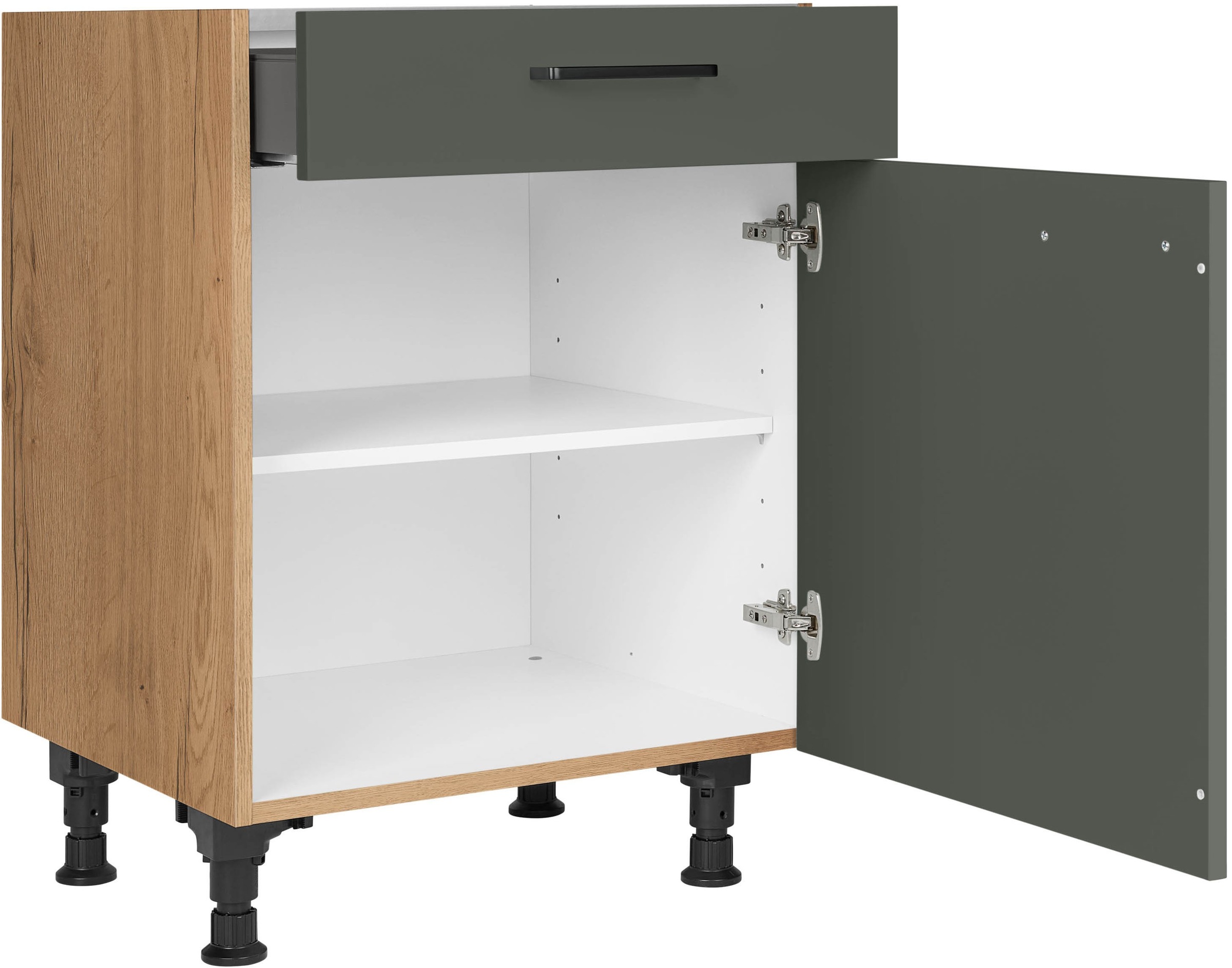 nobilia® Unterschrank »"Easytouch", Ausrichtung wählb., vormontiert, in den Breiten 30, 45 &«, 60 cm Breite, mit höhenverstellbaren Sockelfüßen, vormontiert