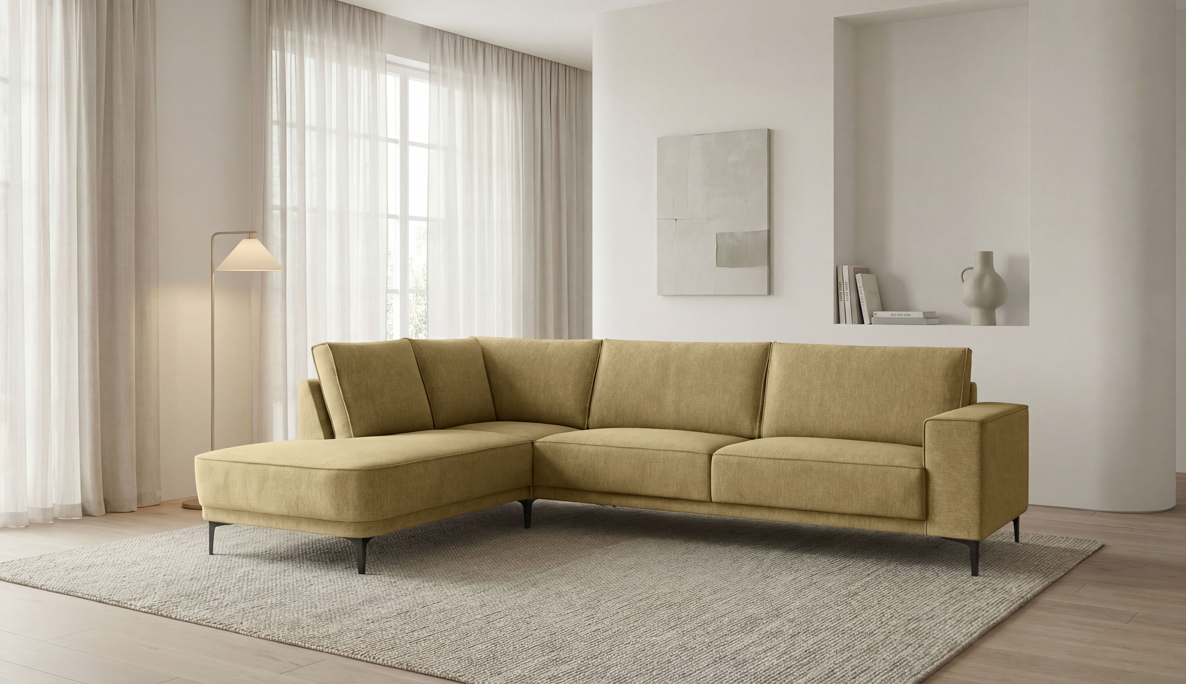 OTTO home Ecksofa »Casina« mit abgerundeter Ottomane, in einem weichen Chenille-Stoff