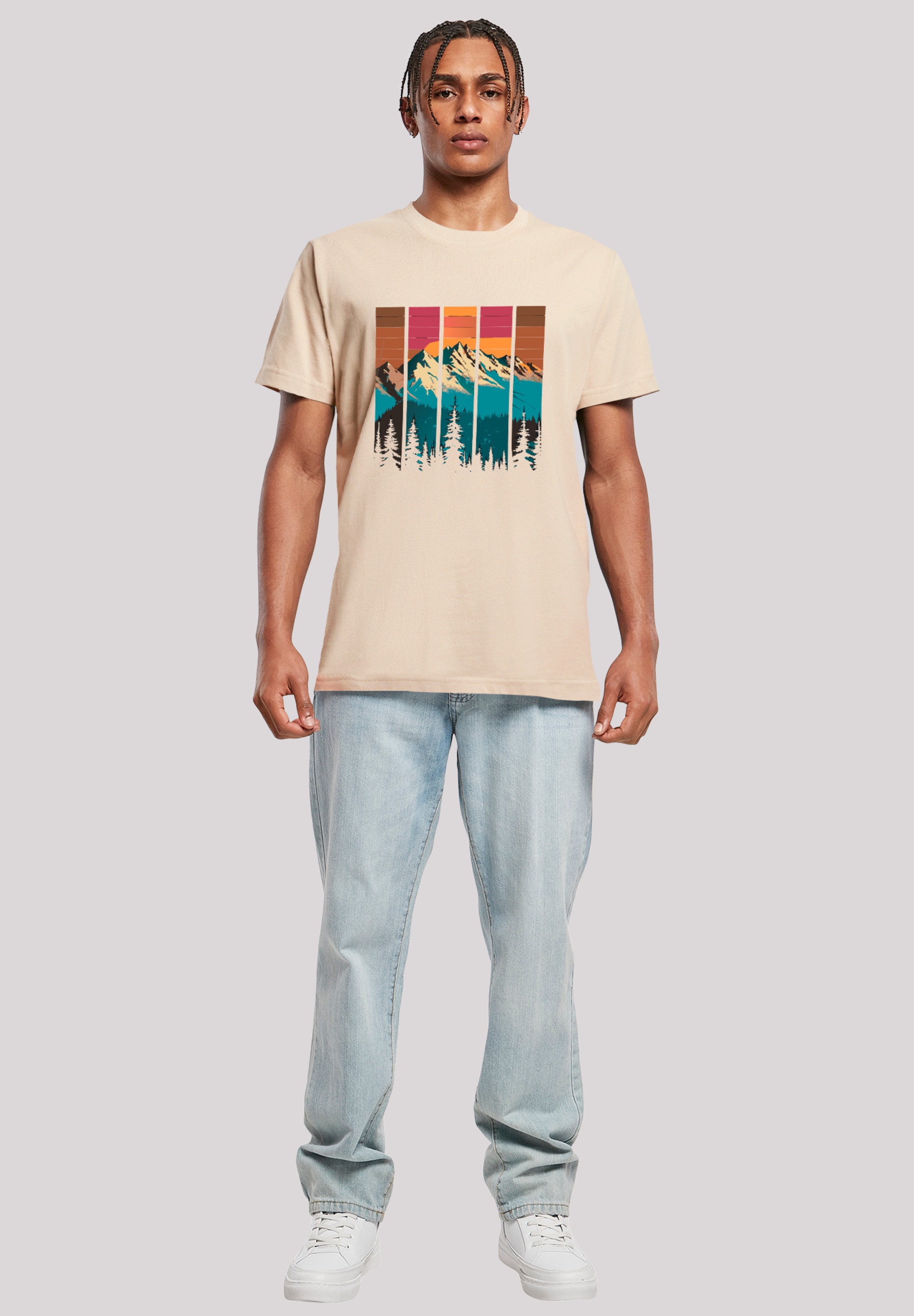 F4NT4STIC T-Shirt »Berg Sonnenuntergang Retro«, Premium Qualität