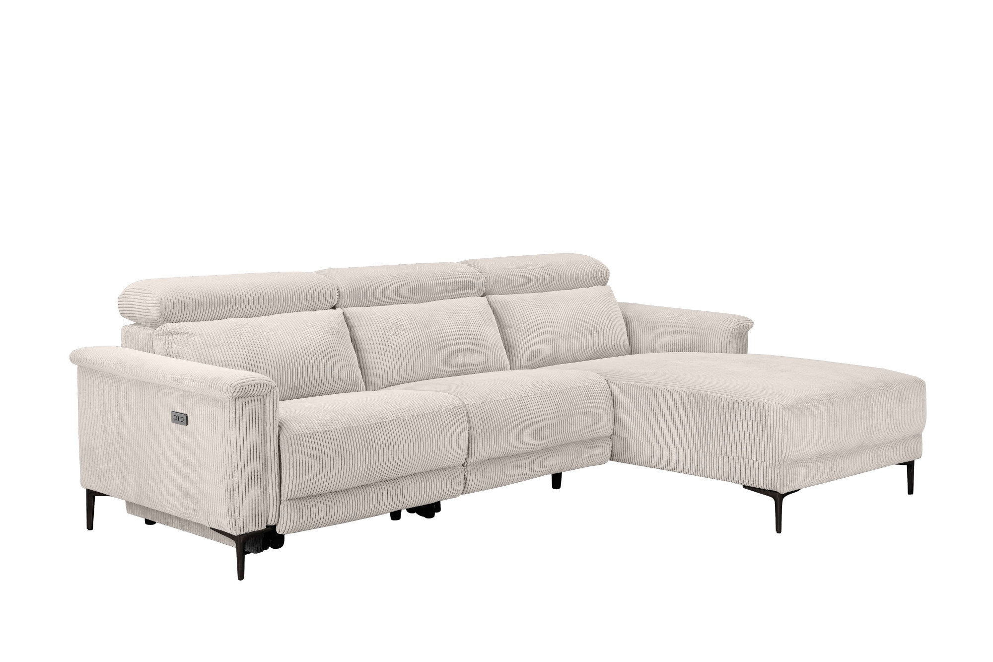 Places of Style Ecksofa »Lund in Cord, L-Form, 261 cm, mit manueller«, o. elektrischer Relaxfunktion, USB, Kopfteilverstellung