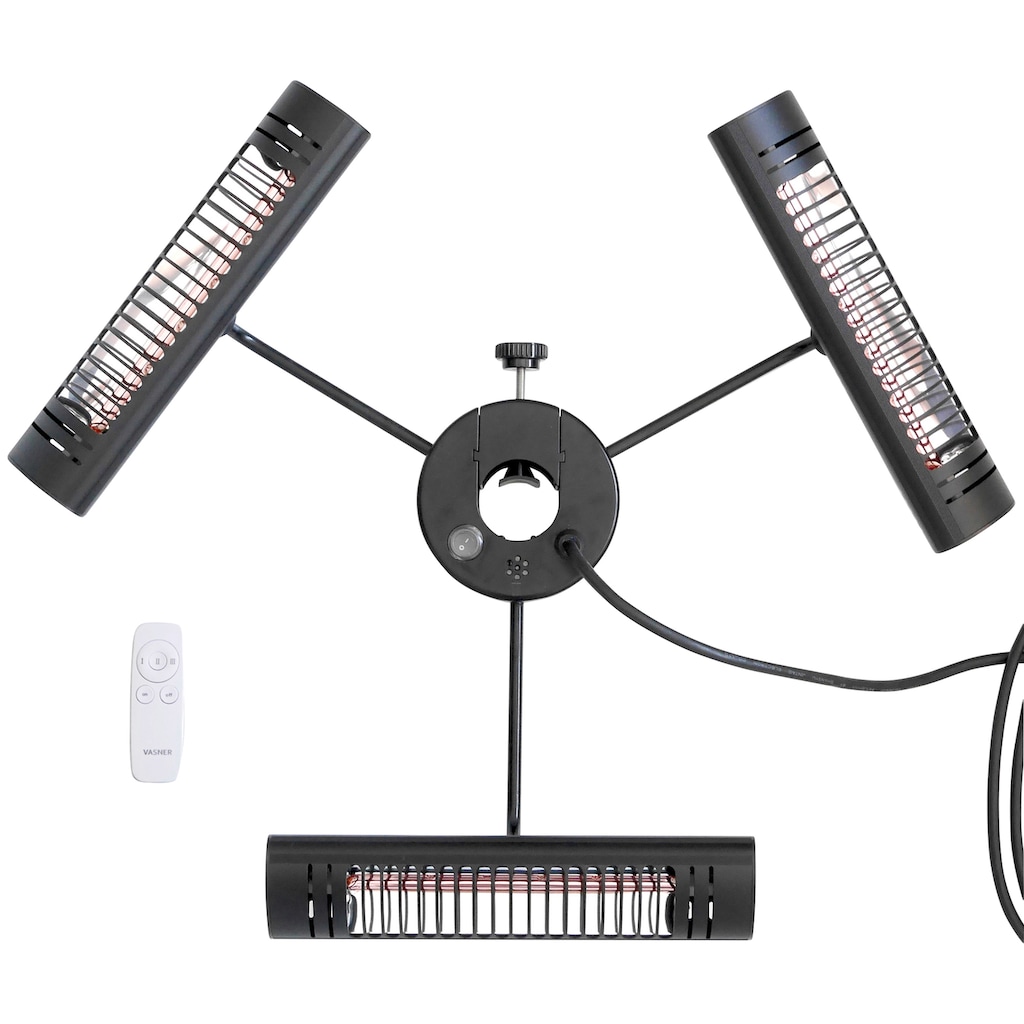 Vasner Heizstrahler »Sonnenschirm, schwarz, Umbrella X30«, 3000 W, mit Fernbedienung, für Terrassen- und Gastronomieschirme