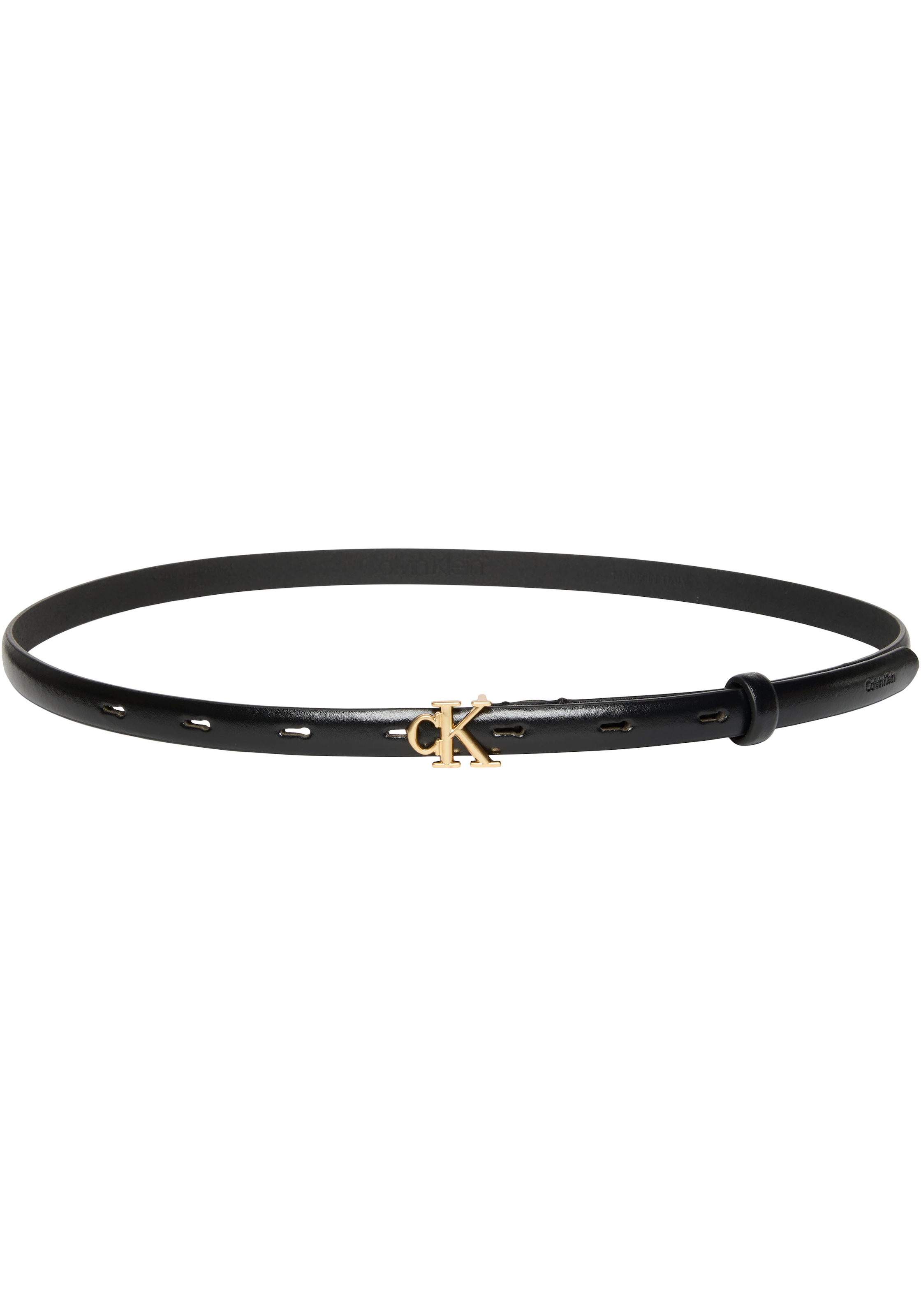 Calvin Klein Ledergürtel »ROUND CK BUCKLE 15MM BELT SMOOTH« Größenverstellbar mit Metallschließe