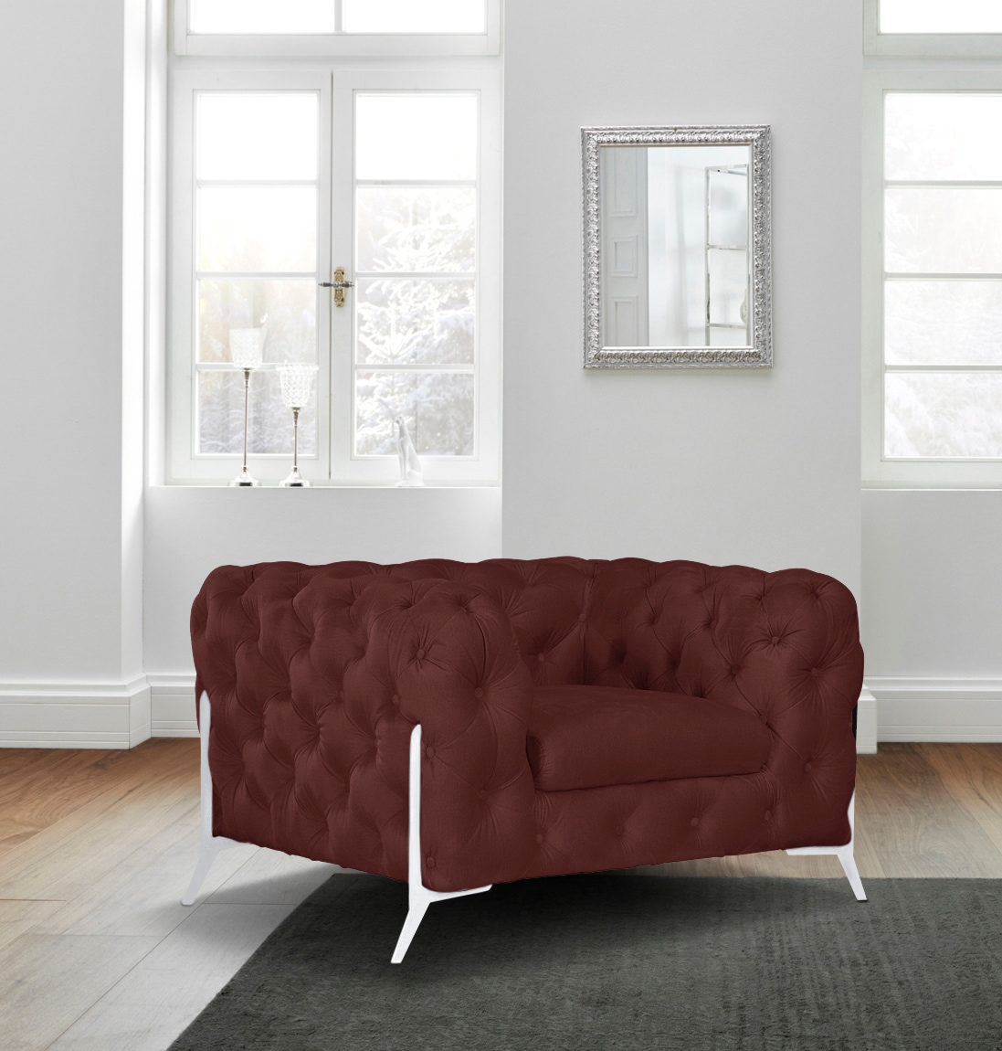 Leonique Chesterfield-Sessel »Amaury Sessel«, aufwändige Knopfheftung, moderne Chesterfield Optik, Fußfarbe wählbar