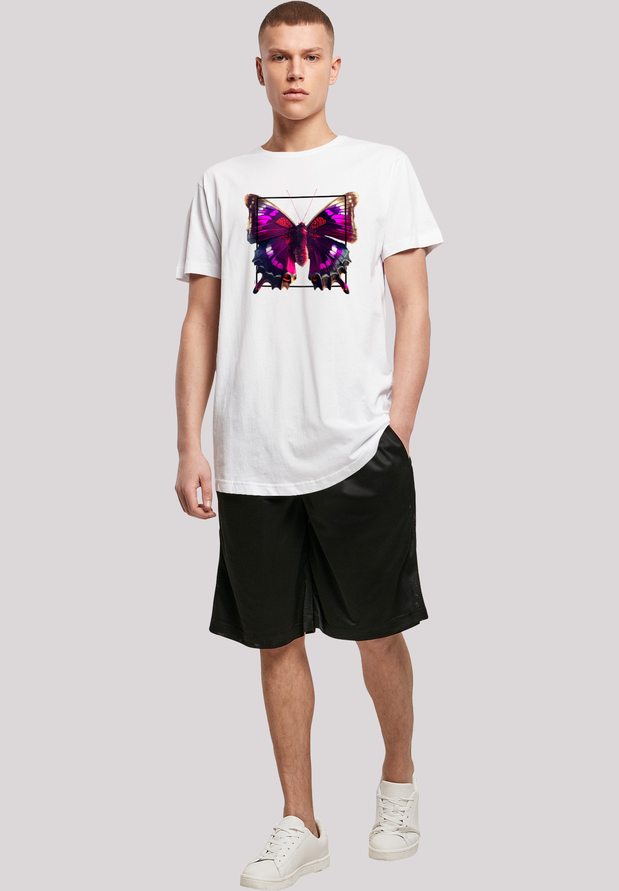 F4NT4STIC T-Shirt »Pink Schmetterling LONG TEE«, Print ▷ für | BAUR