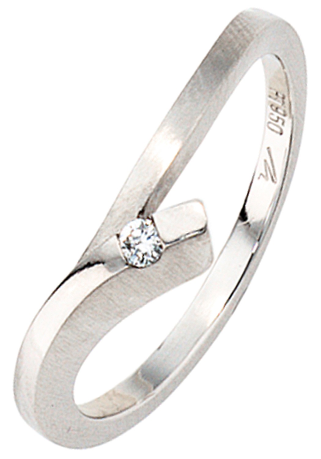 Diamantring JOBO "Platinring" Gr. 54, platin 950, Fingerringe, Damen, 54, SI = kleine Einschlüsse, Diamanten Platin 950, Diamanten, Platin 950, Diamantring, 950 Platin teil matt mit Diamant 2