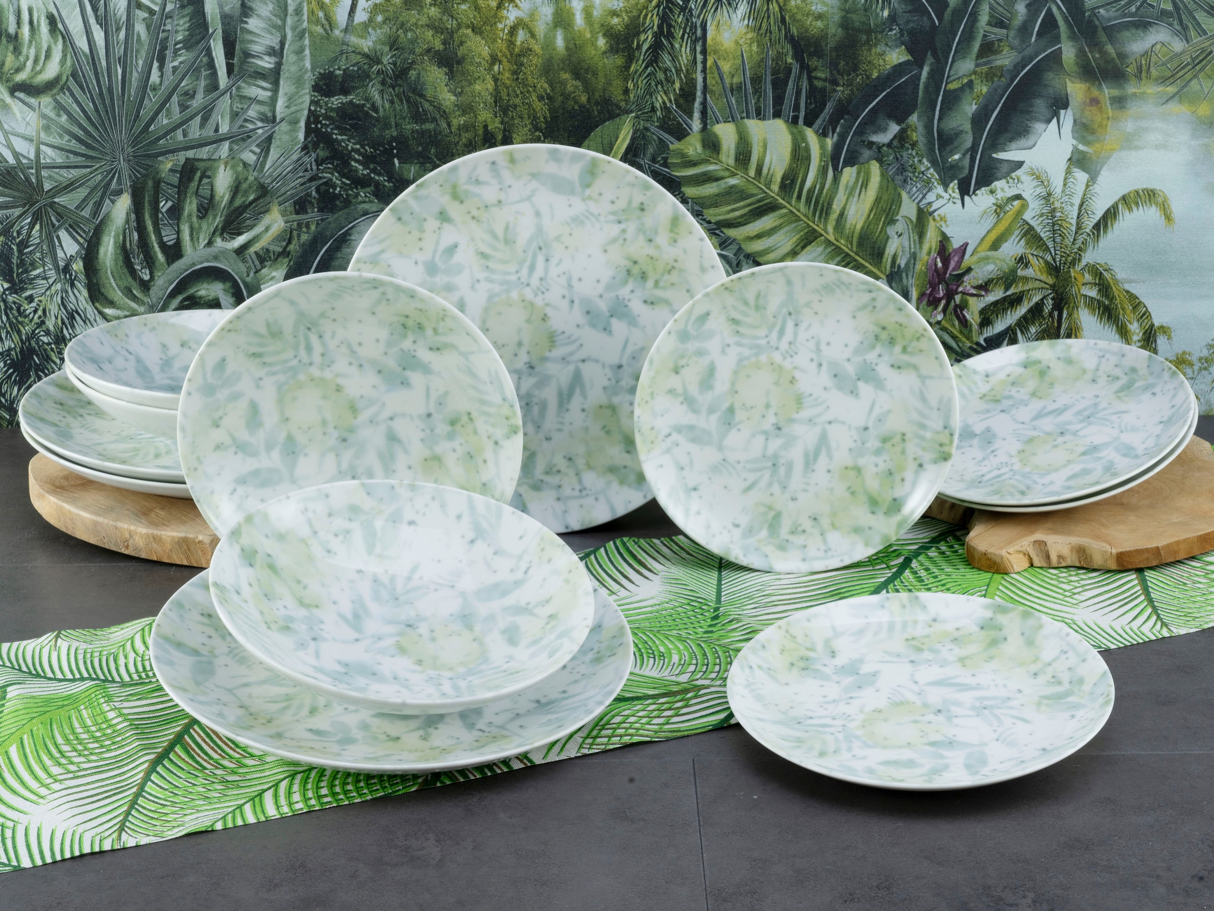 CreaTable Teller-Set "Geschirr-Set Home - Tropical" Service, im Used-und Vi günstig online kaufen