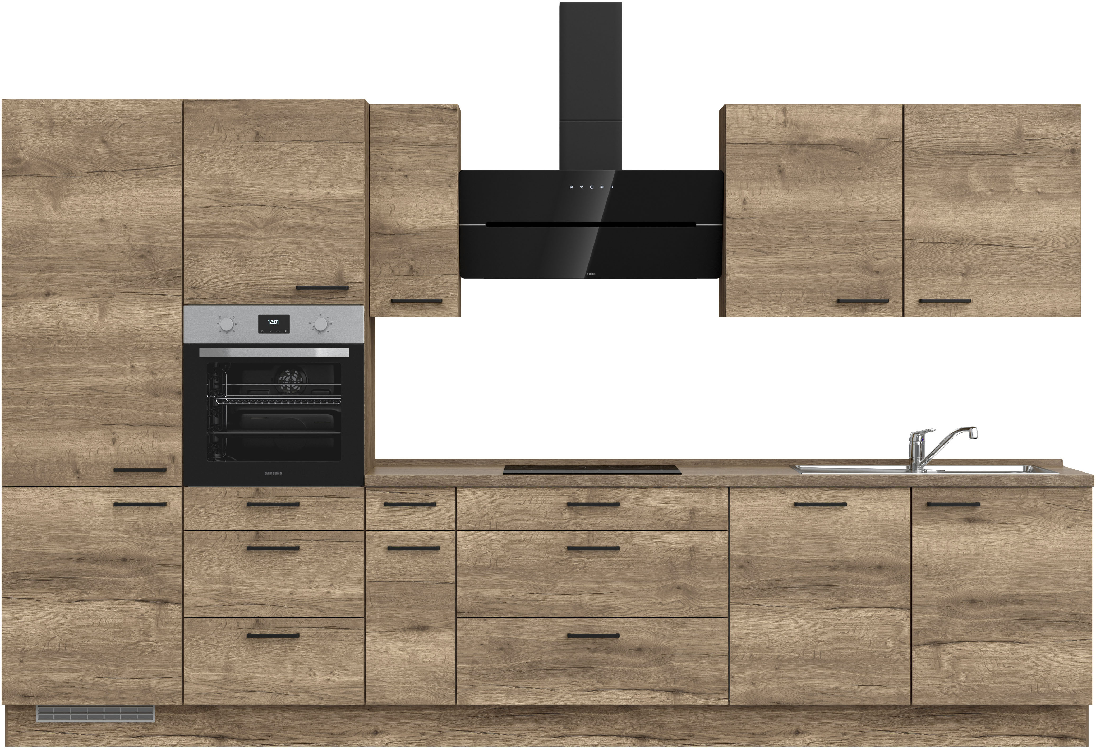 nobilia Küchenzeile ""Structura II", NEU: individuell anpassbar mit gratis Profi-Beratung" vormontiert, Breite 360 cm, Ausrichtung wählbar, wahlw. mit E-Geräten