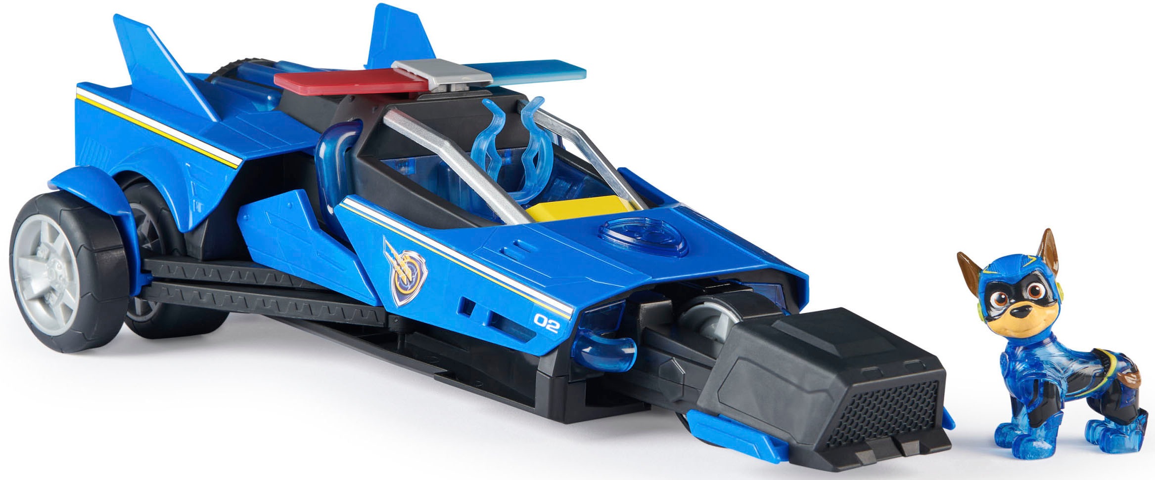 Spin Master Spielzeug-Rennwagen »Paw Patrol - Movie II - Chases Deluxe Raketen-Fahrzeug«, Superhelden-Raketenfahrzeug inkl. Chase Figur