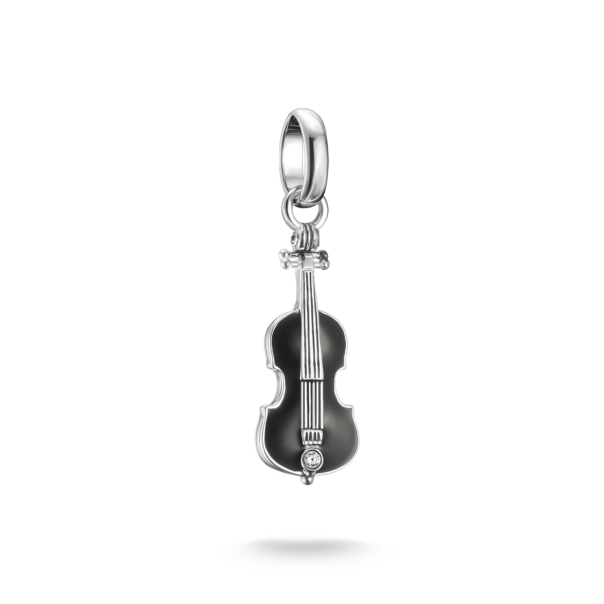 THOMAS SABO Damen Charm-Einhänger "THOMAS SABO Wednesday Cello-Optik Charm - Connect"silberfarben, schwarz, kristallweiß, kristallweiß, Silber 925
