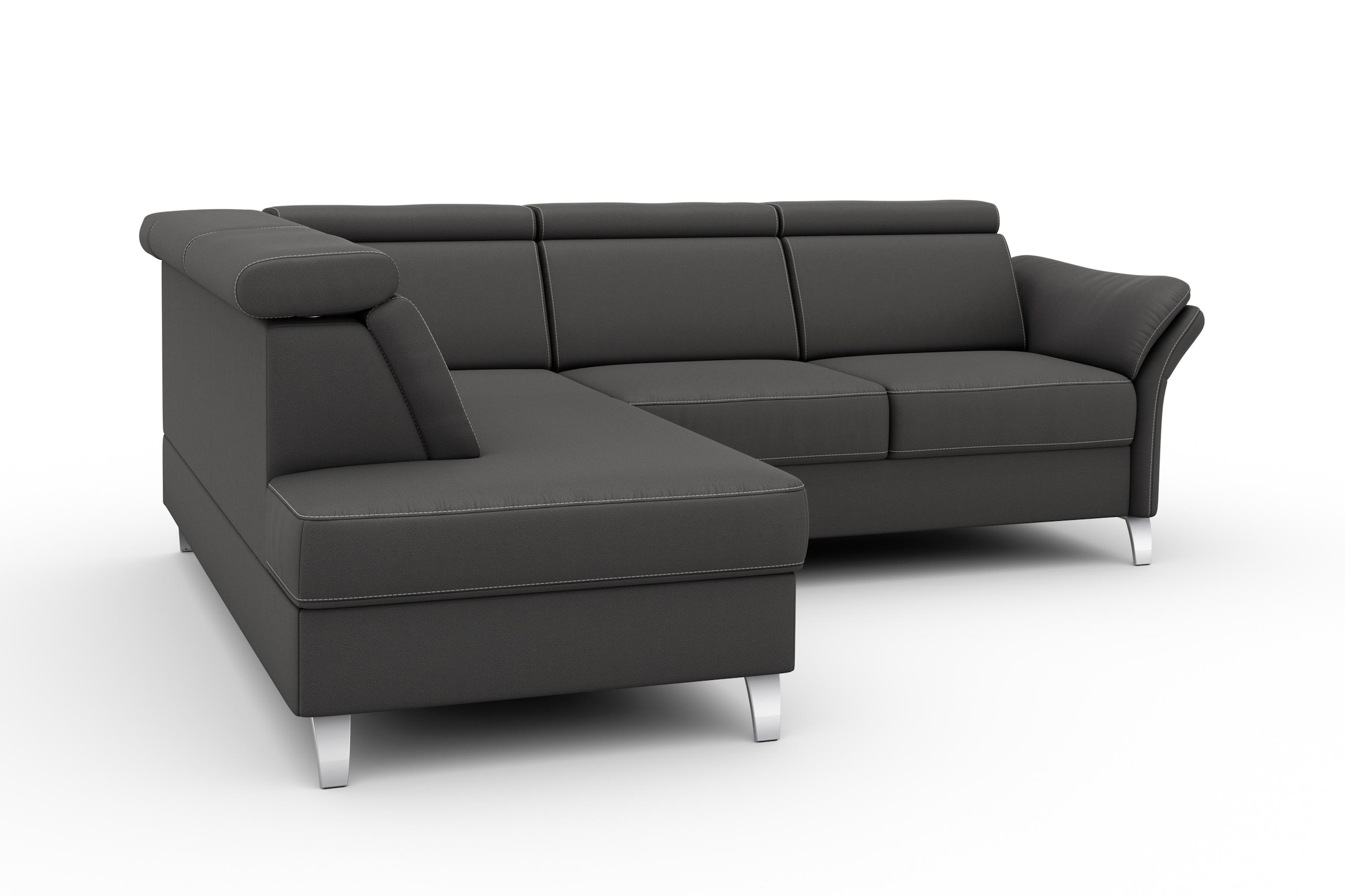 sit&more Ecksofa »Vincenzo L-Form«, inklusive Kopfteilverstellung, wahlweise mit Bettfunktion, Bettkasten