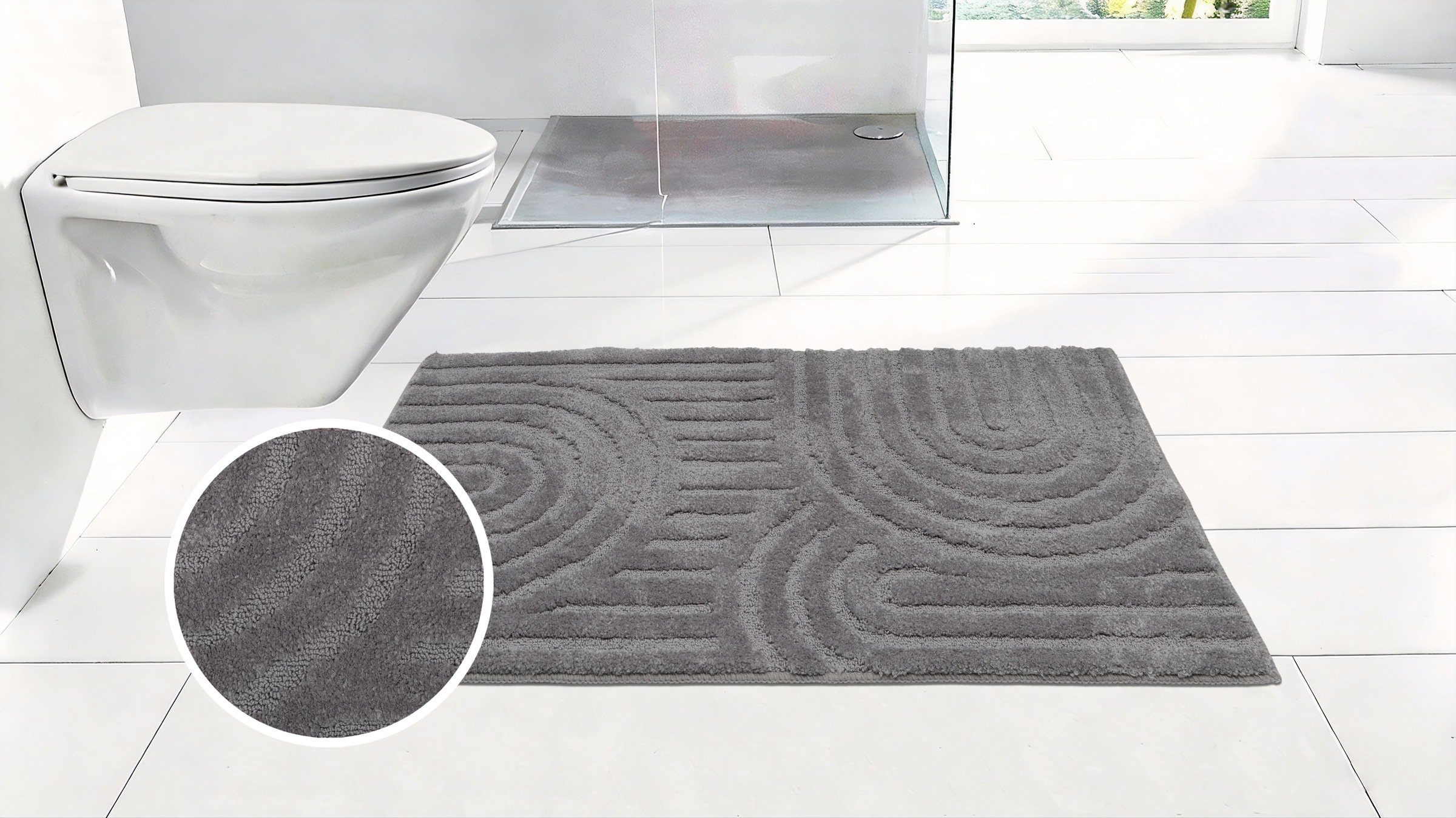 OTTO home Badematte »Wave, Badvorleger, Badezimmer Teppich« Höhe 10 mm rutschhemmend beschichtet fußbodenheizungsgeeignet | schnell trocknend Hoch-Tief-Effekt, modernes Muster, Welle, Badteppich, Duschvorleger