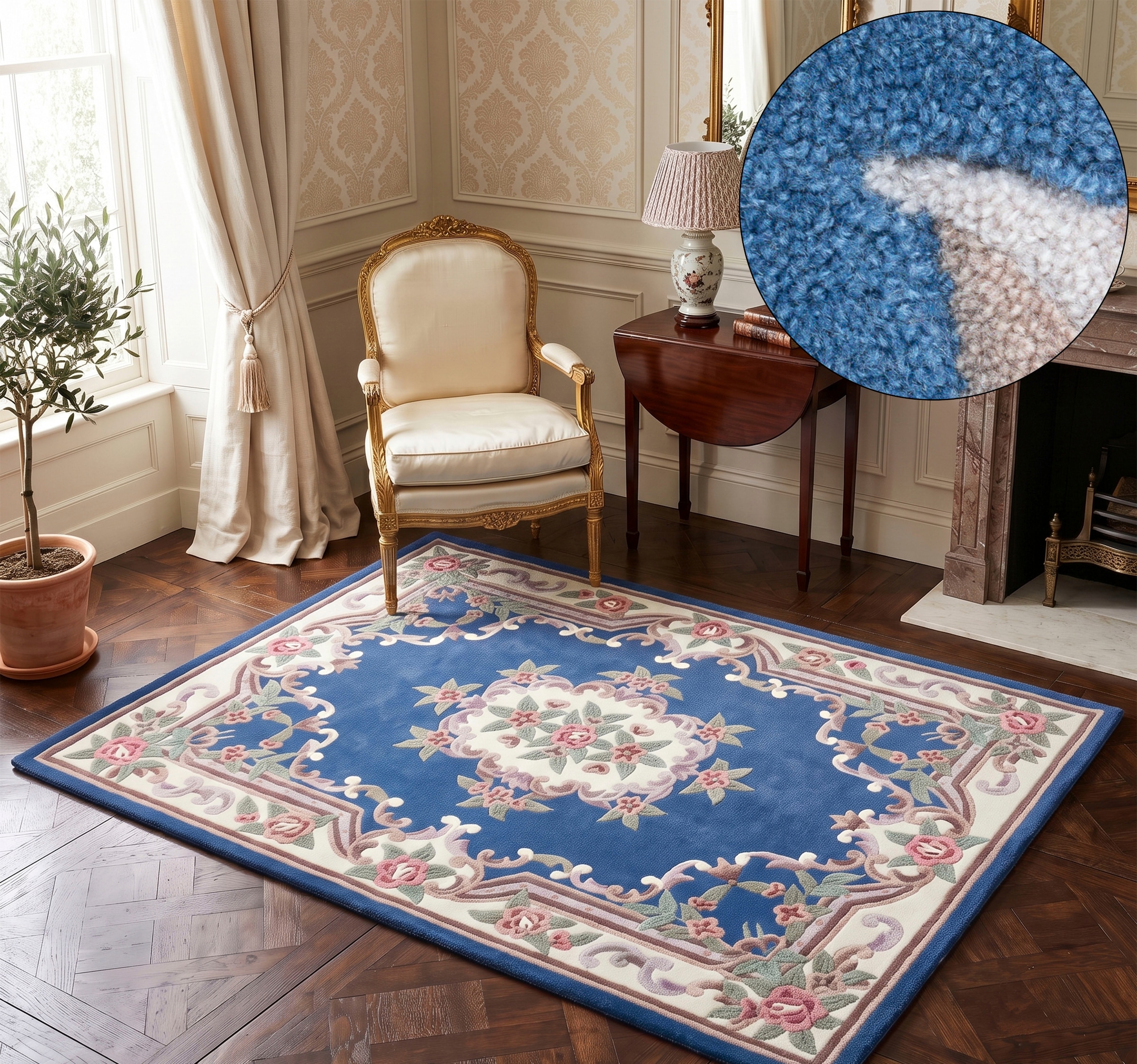 THEKO Teppich "Ming" rechteckig 14 mm Höhe handgefertigt, Pastell-Farben, florales Design, Wohnzimmer