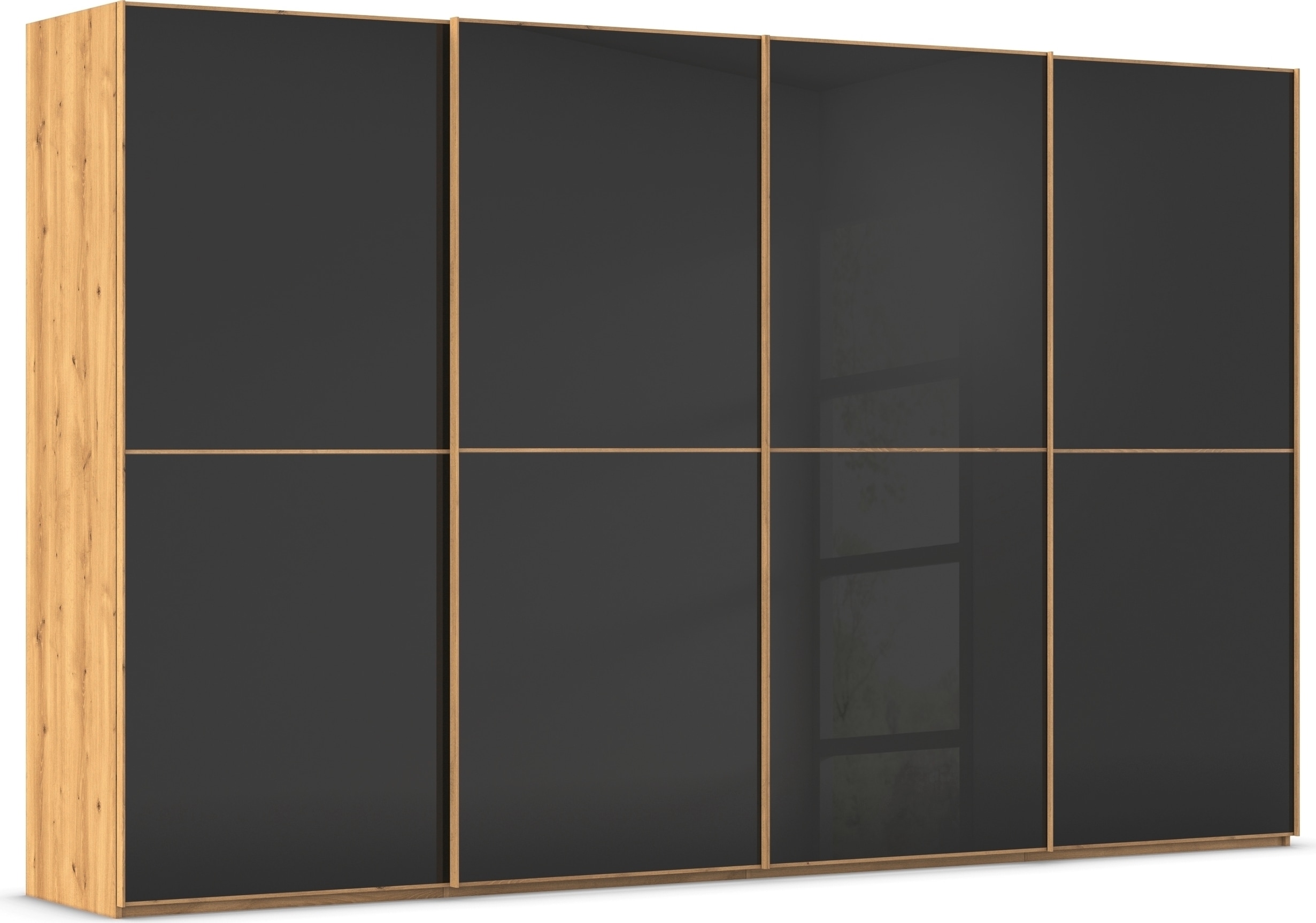 rauch Schwebetürenschrank "Kleiderschrank Schrank Garderobe Schlafzimmerschrank SCALE-DUO" edle zweigeteilte Türen Glas-Front mit 3 Zierleisten MADE IN GERMANY