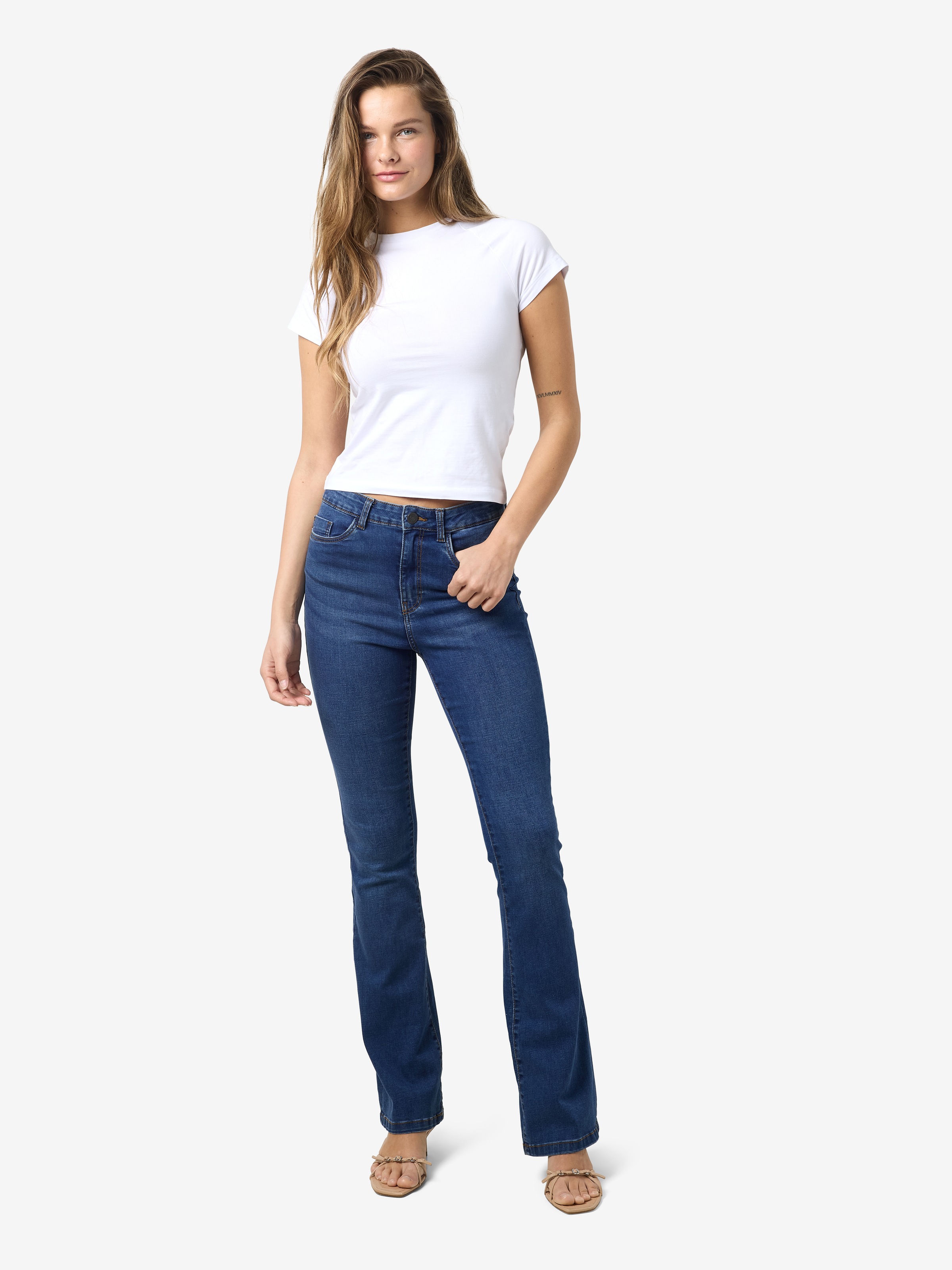 Noisy may High-waist-Jeans "NMSALLIE HW FLARE JEAN VI021MB FWD NOOS" günstig online kaufen