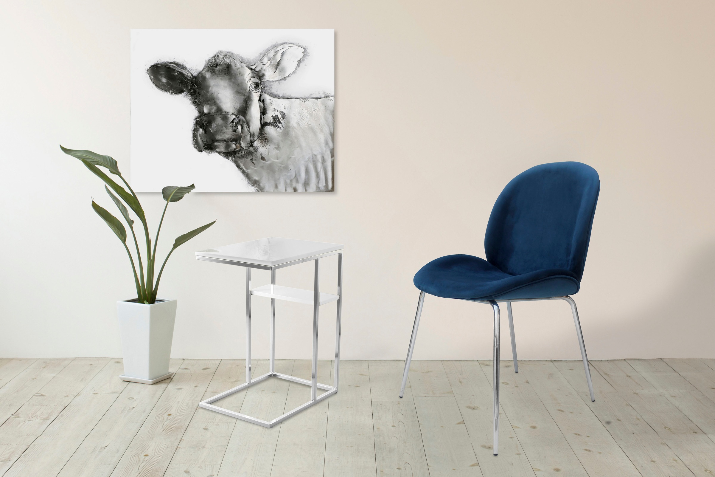 Kayoom Beistelltisch »Lucilla 225, Beistelltisch in eleganter Optik, in rechteckiger Form«, (1 St.), Modernes C-Form, dezentes Design, mit zusätzlicher Ablage