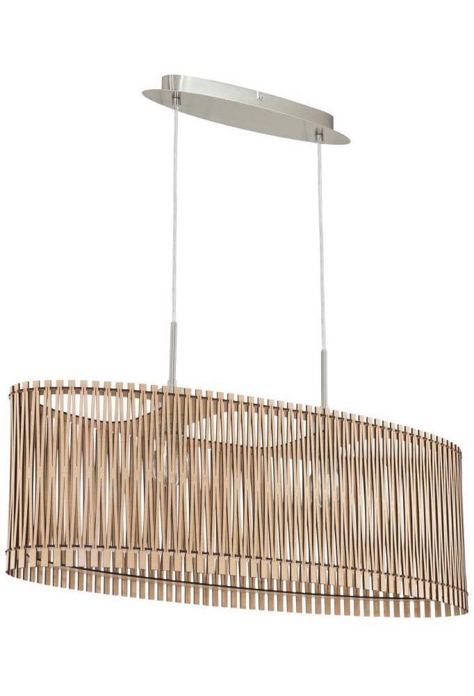 EGLO Hängeleuchte »SENDERO Pendellampe, Stahl und Holz, E27, IP20, Wohnzimmerlampe, Lampe« E27 1 Stk. Hängeleuchte, L77,5 x B25 x H130, nickel-matt, 2X60W exkl.