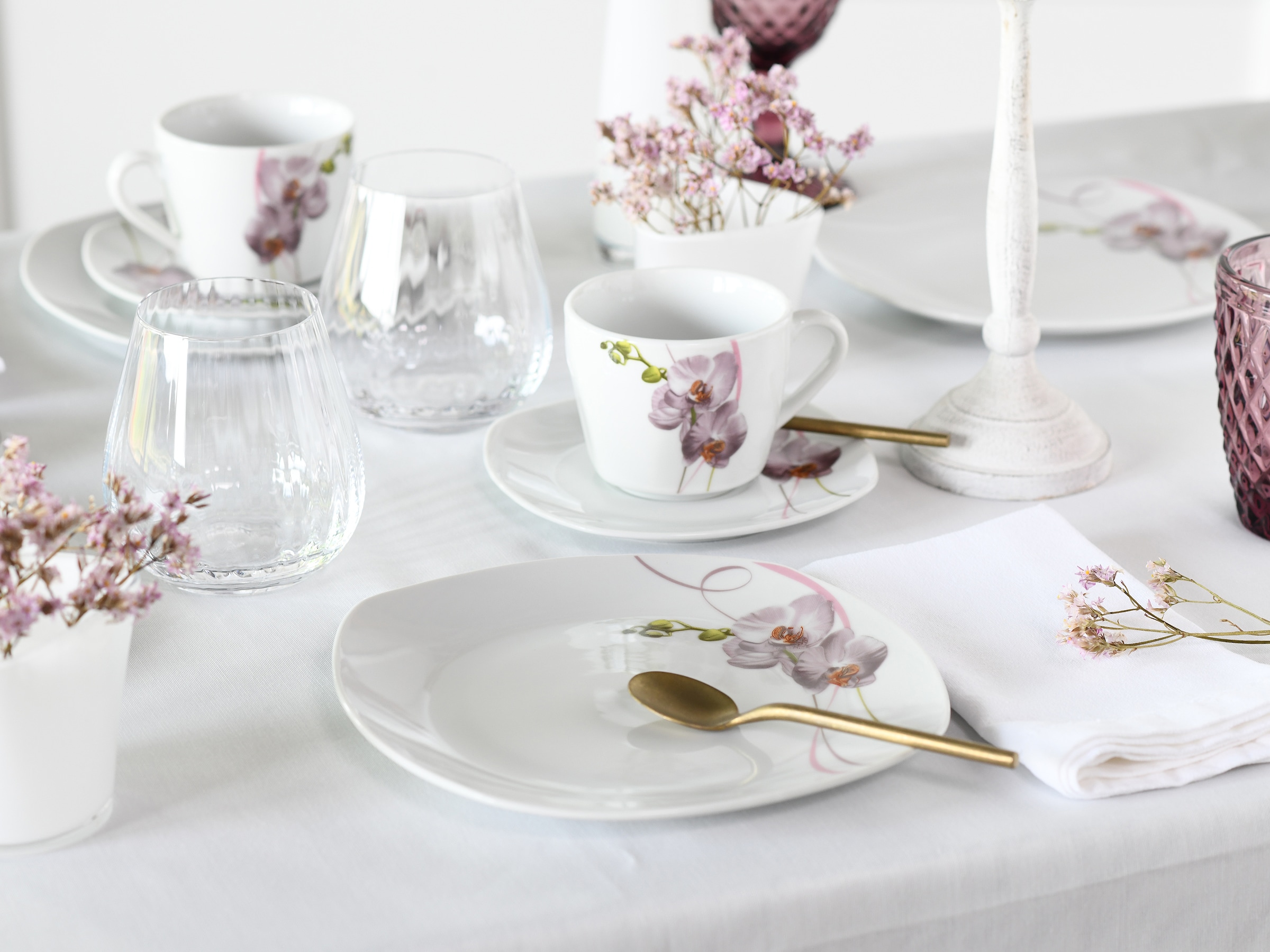 CreaTable Tafelservice »Square Orchidee, Tafel-Service 12-tlg«, (Set, 12 tlg.), Fotorealistische Darstellung