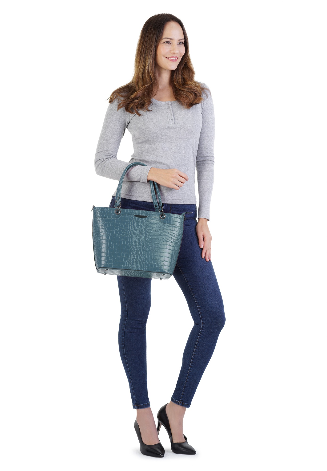 Cluty Henkeltasche, echt Leder, Made in Italy
