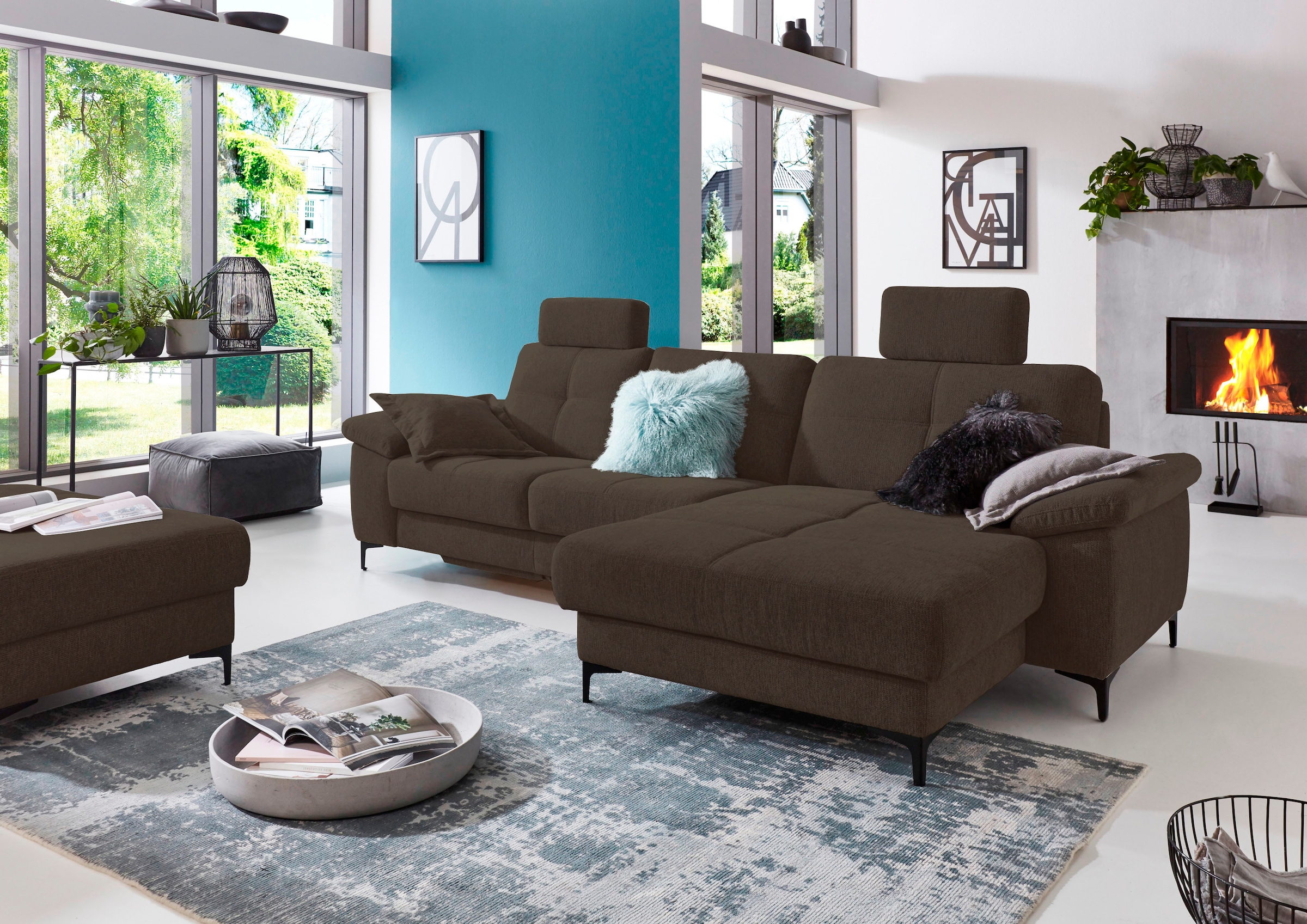 3C Carina Ecksofa »Burnaby bequem und modern, OTTOs Choice, L-Form«, 2 Kopfstützen, optional mit Schlaf- und motorischer Relaxfunktion