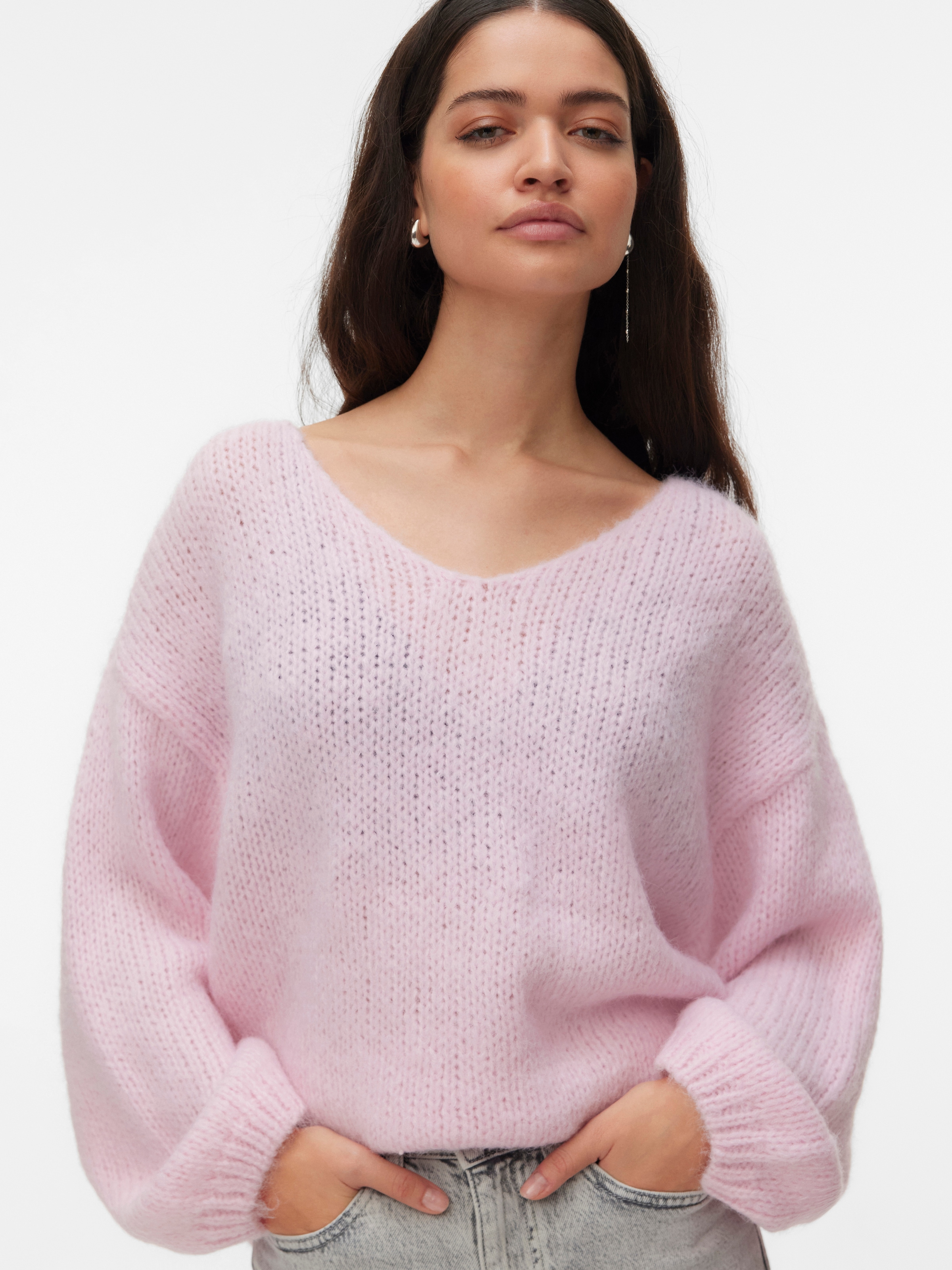 Vero Moda Strickpullover "VMMAYBE LS 2WAY V-NECK PULLOVER NOOS" Kunstfaser, günstig online kaufen