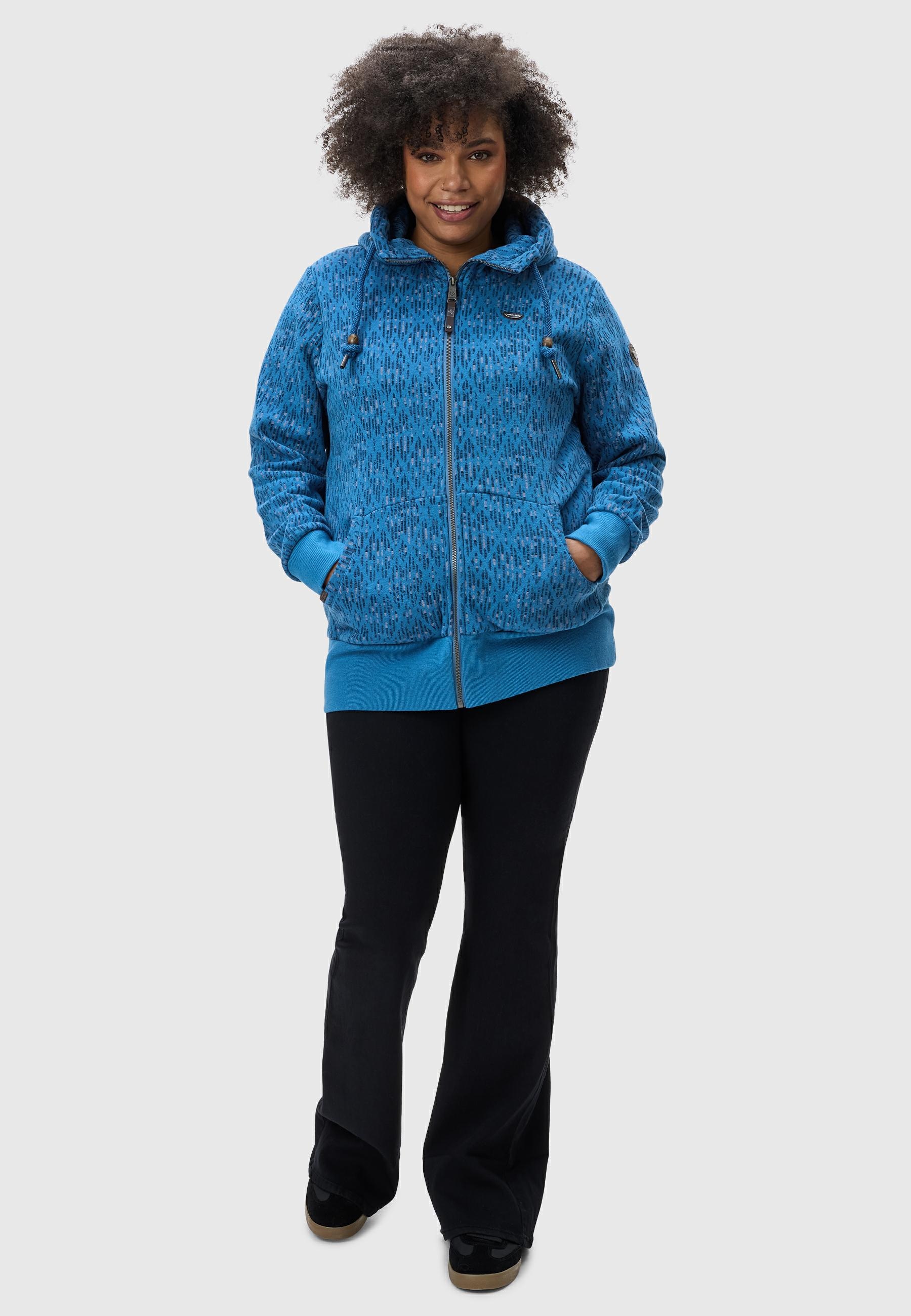 Ragwear Sweatjacke »Neska Print Zip Plus«, Cooler Damen Zip-Hoodie mit Kapuze und Print