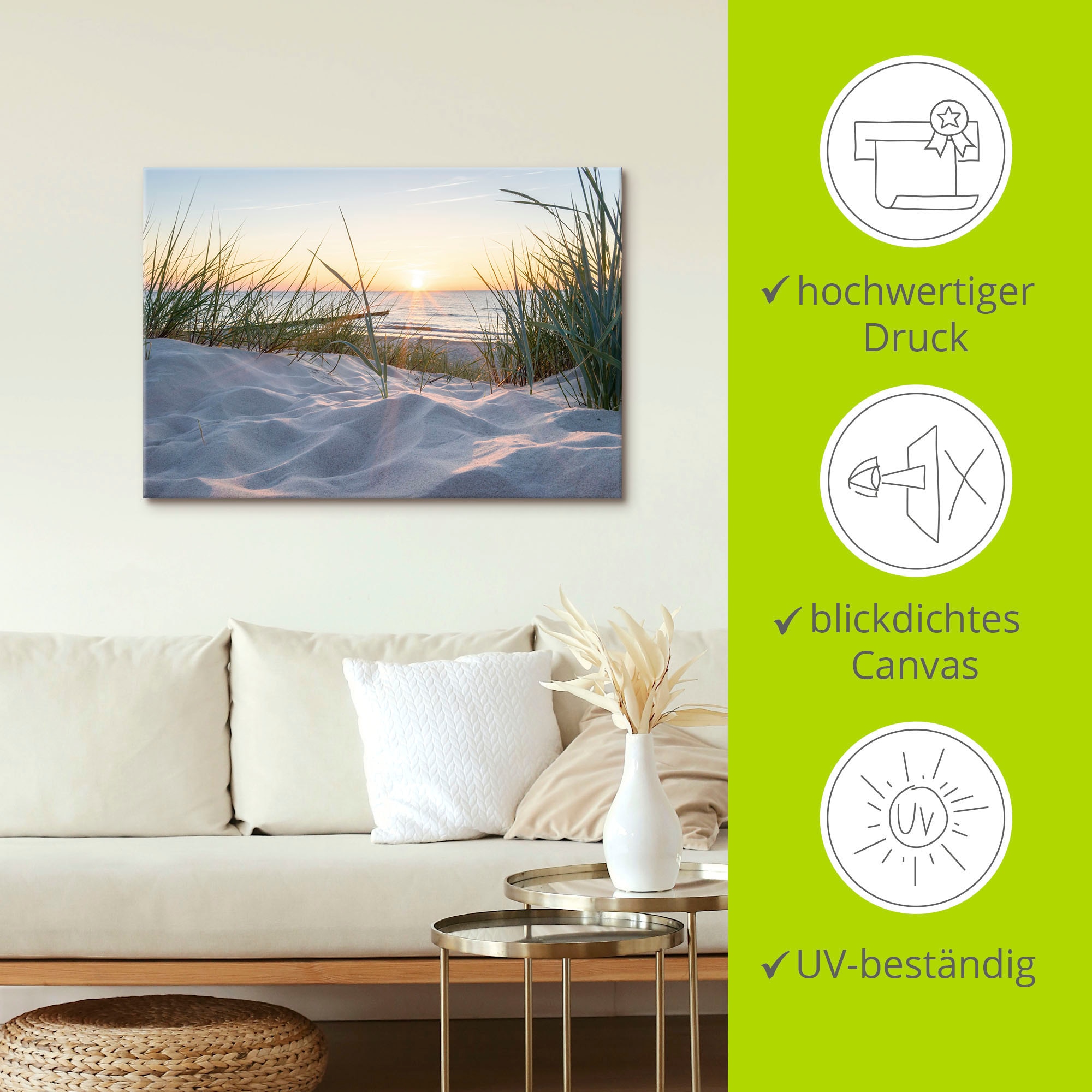 Artland Wandbild »Ostseestrand«, Strand, (1 St.), als Alubild, Outdoorbild, Leinwandbild, Poster, Wandaufkleber