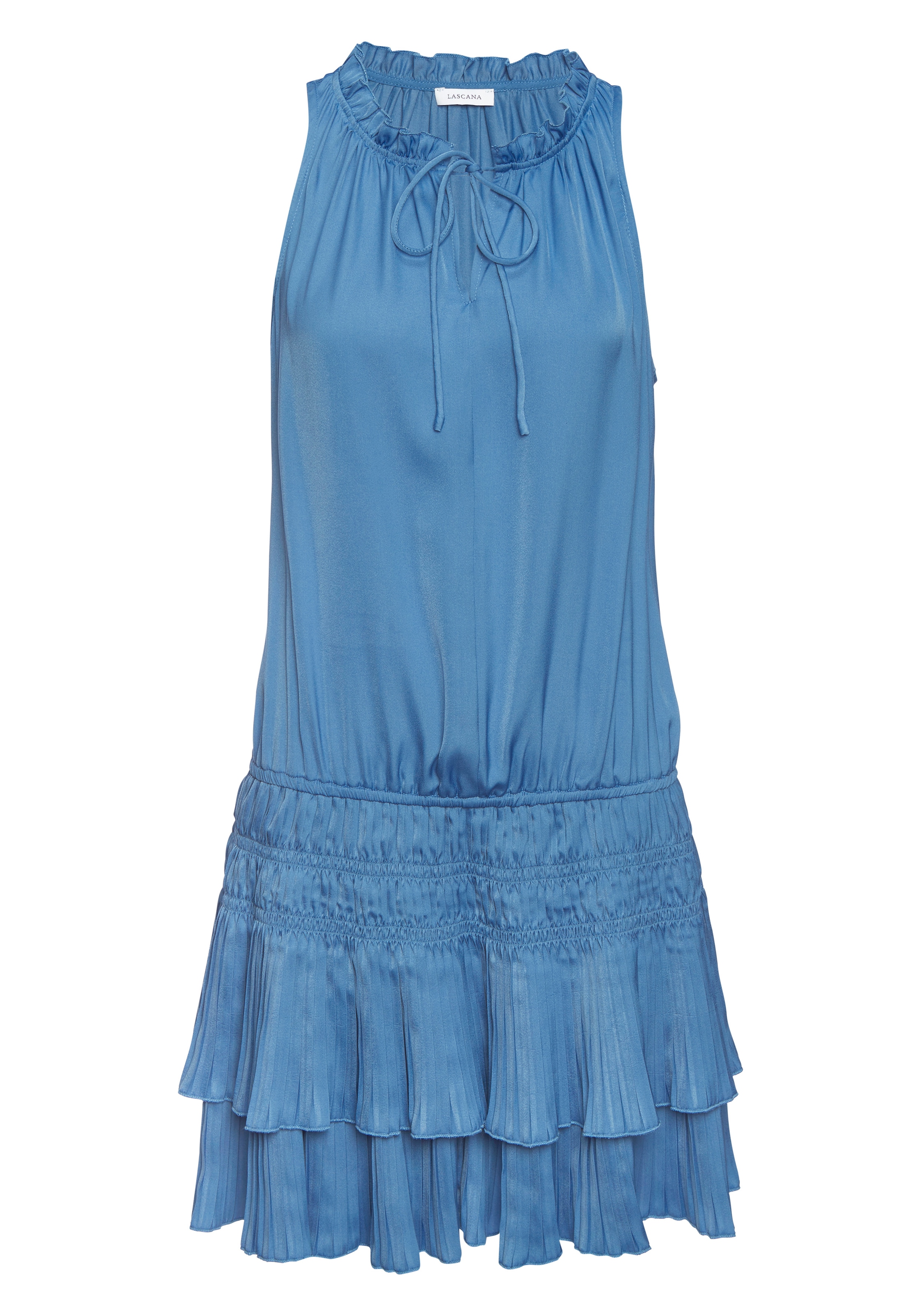 Vivance Sommerkleid »aus weich fließender Satinqualität mit Rüschendetails« Ohne Taschen luftiges Partykleid, kurzes Satinkleid, Minikleid mit Volants,Festival