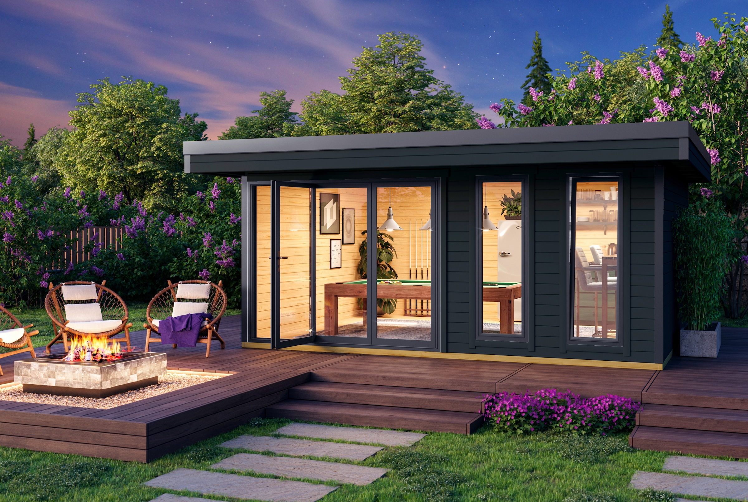 LASITA MAJA Gartenhaus »DOMEO 8 CARBONGRAU/ANTHRAZIT« Fundamentmass 5000 x 4000 , Carbongrau